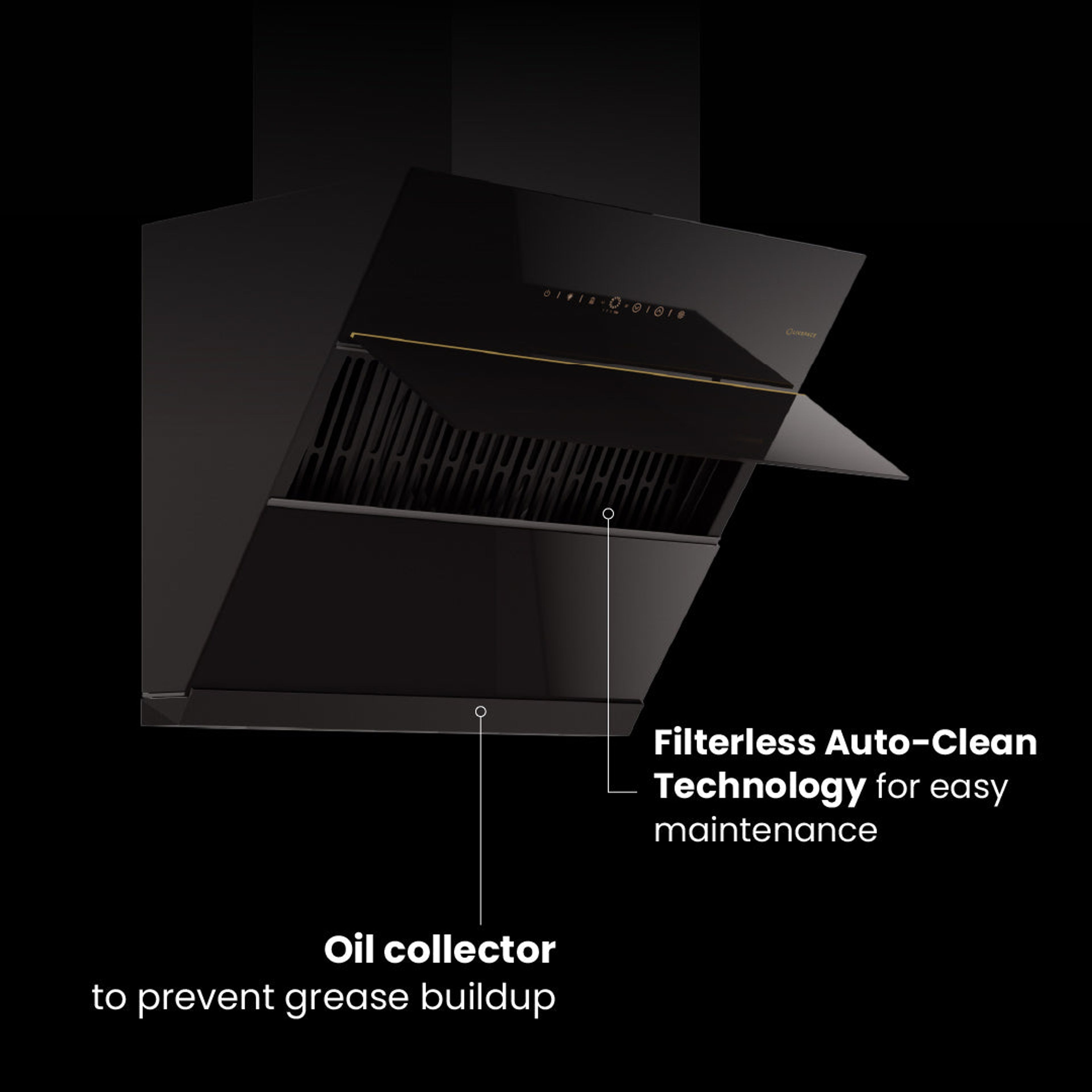 Intellia by Livspace AutoClean Inclined Shape BLDC chimney 600mm size 1600m3/h suction power (Ducted) | Intellia CH I 60