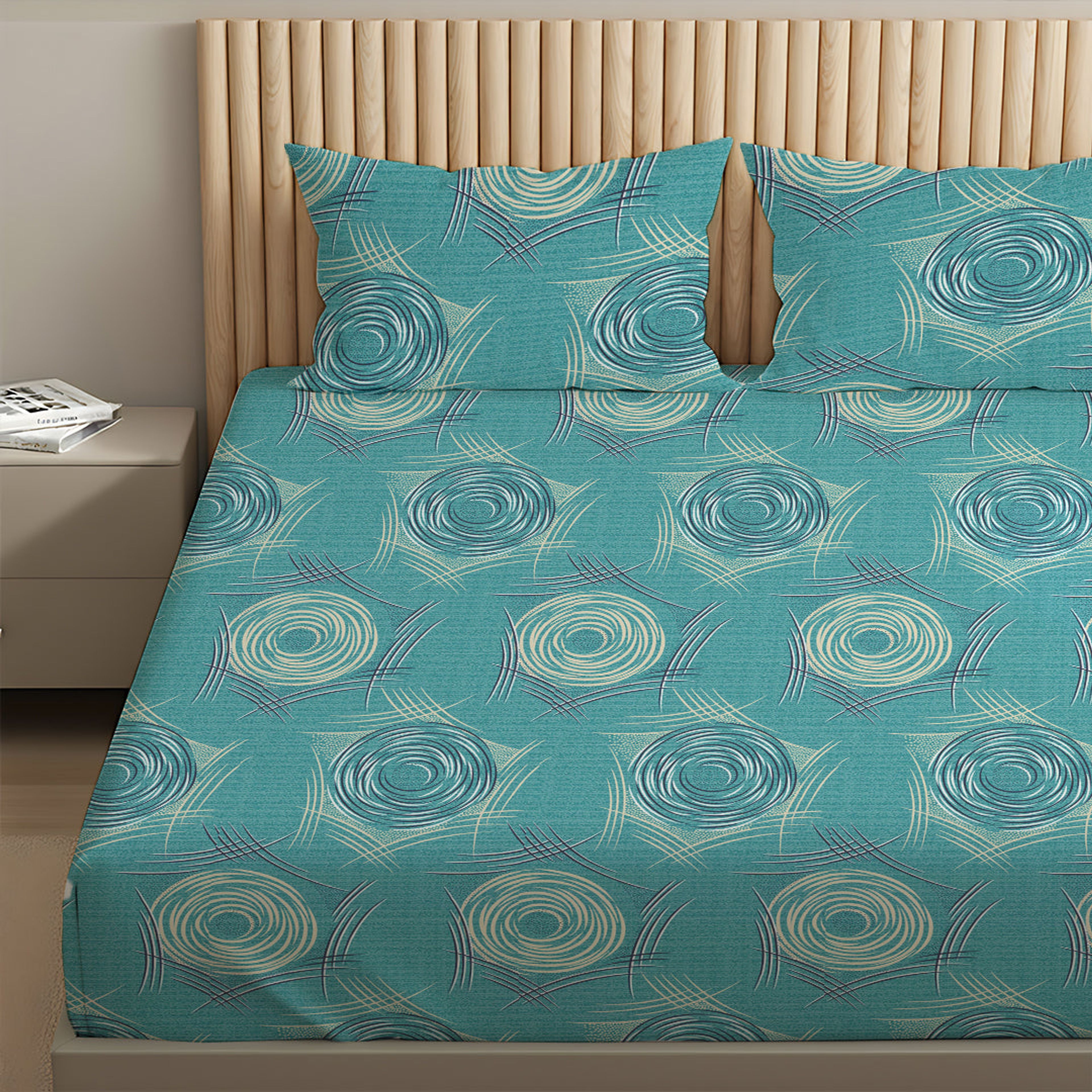 Serene Nest Printed Fitted Sheet Set