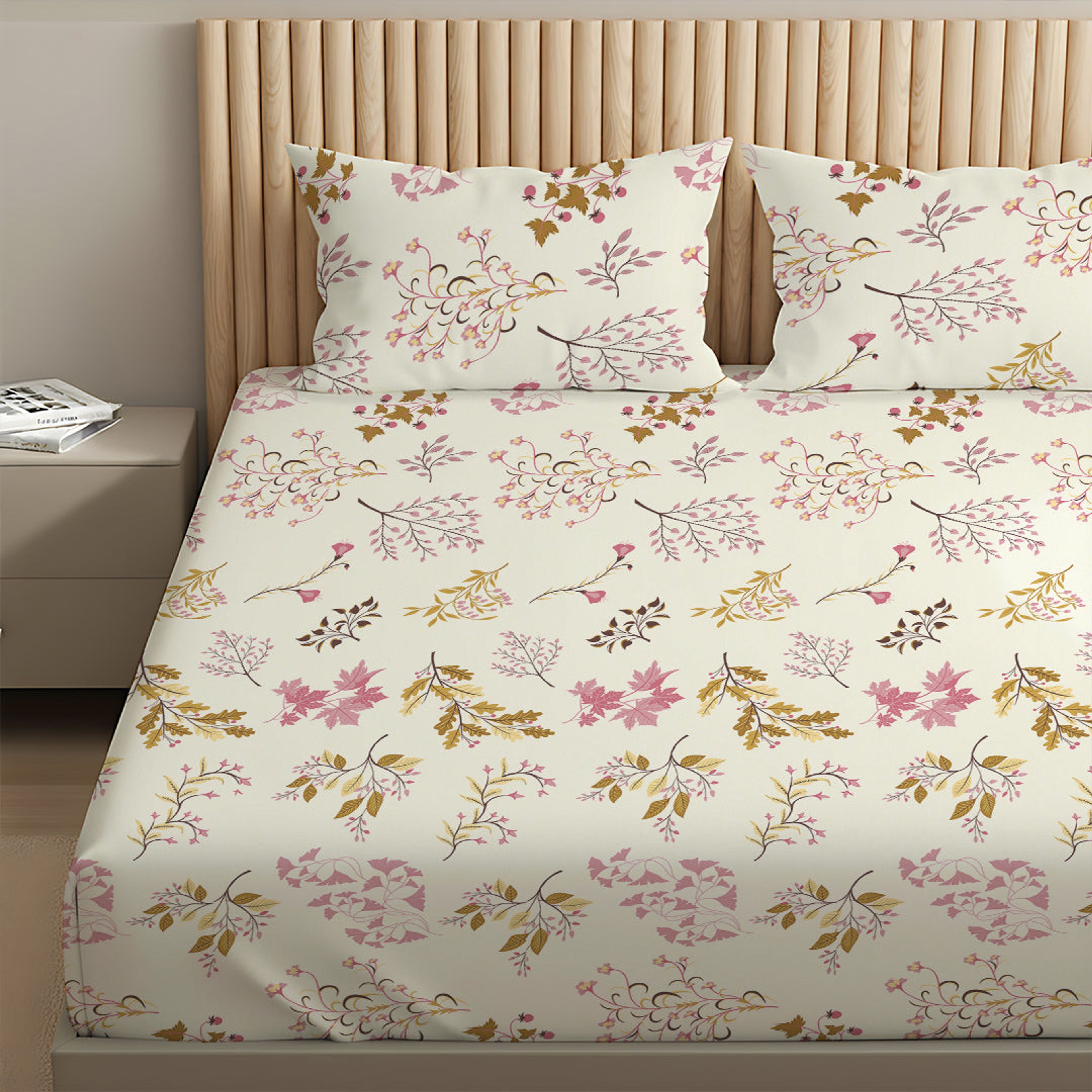Serene Nest Printed Fitted Sheet Set