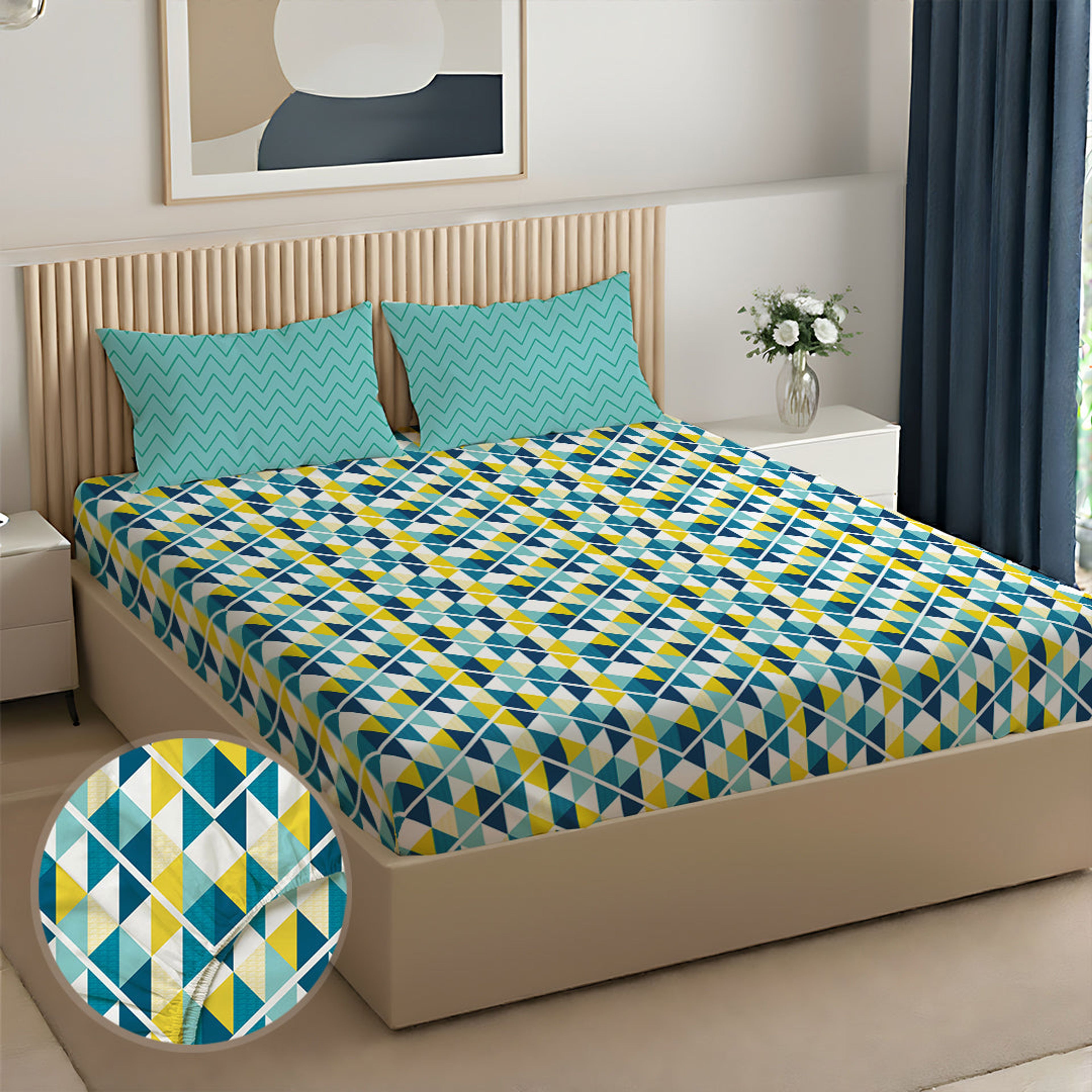 Pure Nest Printed Fitted Sheet Set