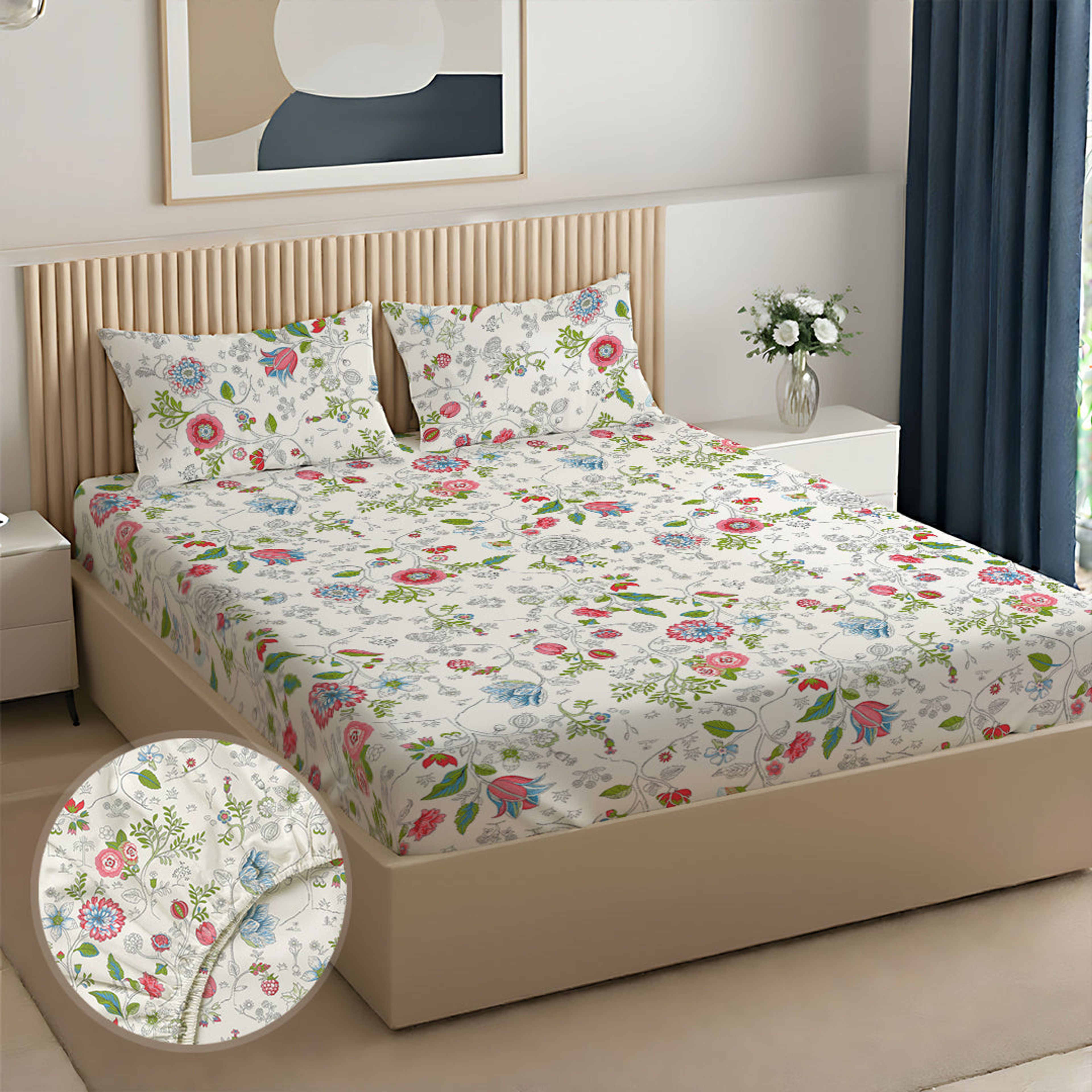 Pure Nest Printed Fitted Sheet Set