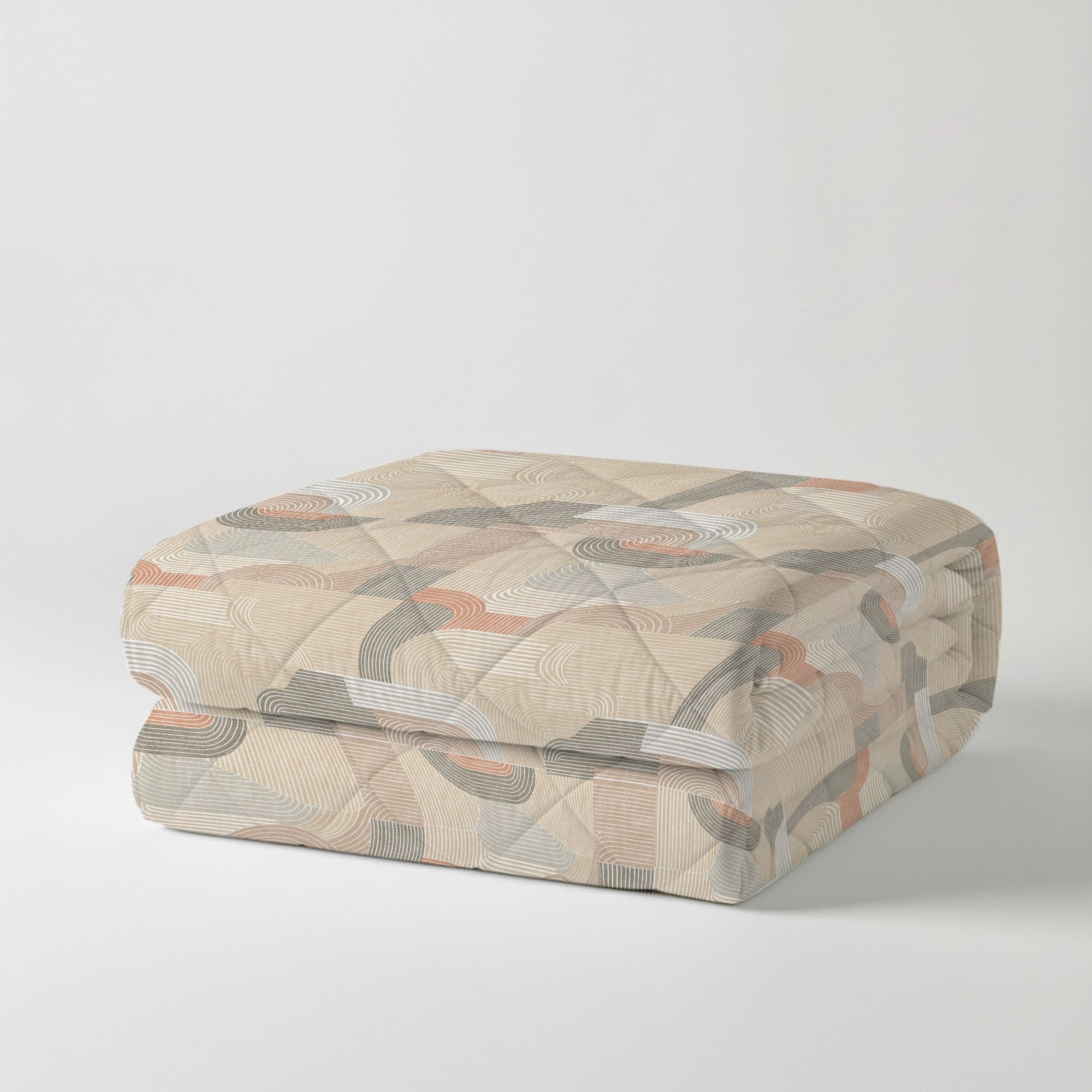 Udyan Tales | Modern Abstract Printed 150 GSM Reversible Comforter - Neutral Beige