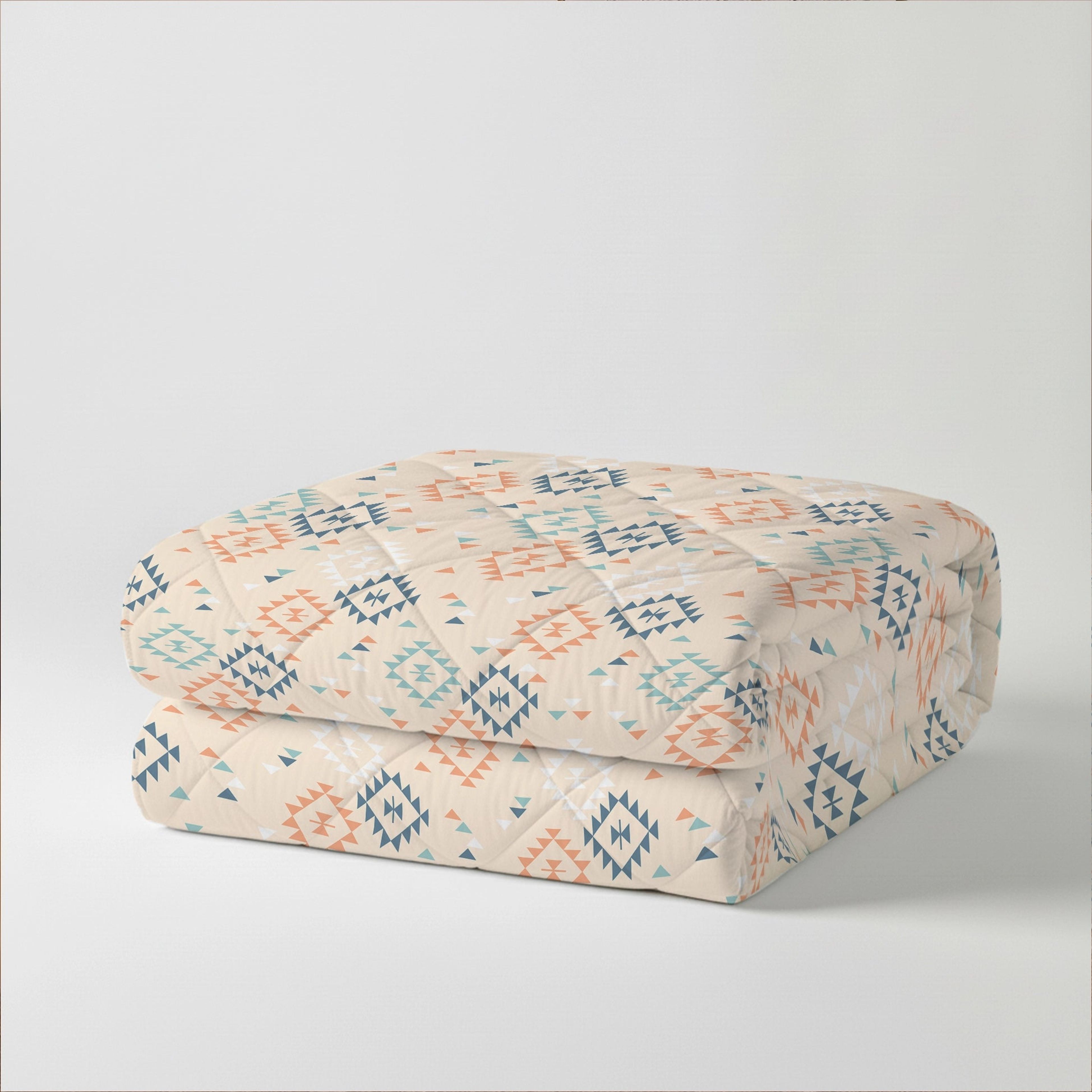Aangan Weaves | Modern Geometric Printed Bedding Set - Set of Bedsheet & Comforter - Rich Teal