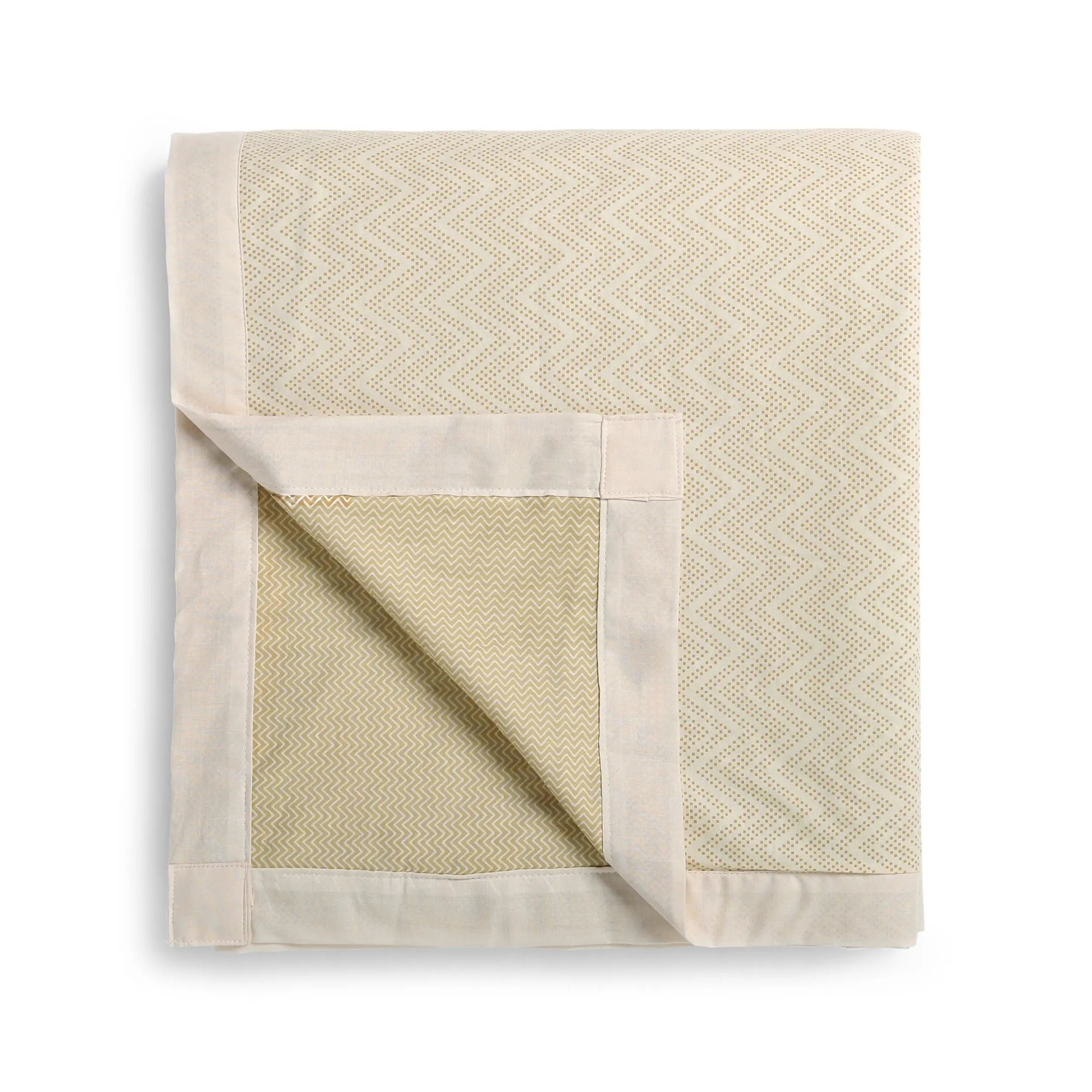 Threadscapes | Woven Textured Printed Reversible Dohar with Super Soft Flannel Layering-Beige