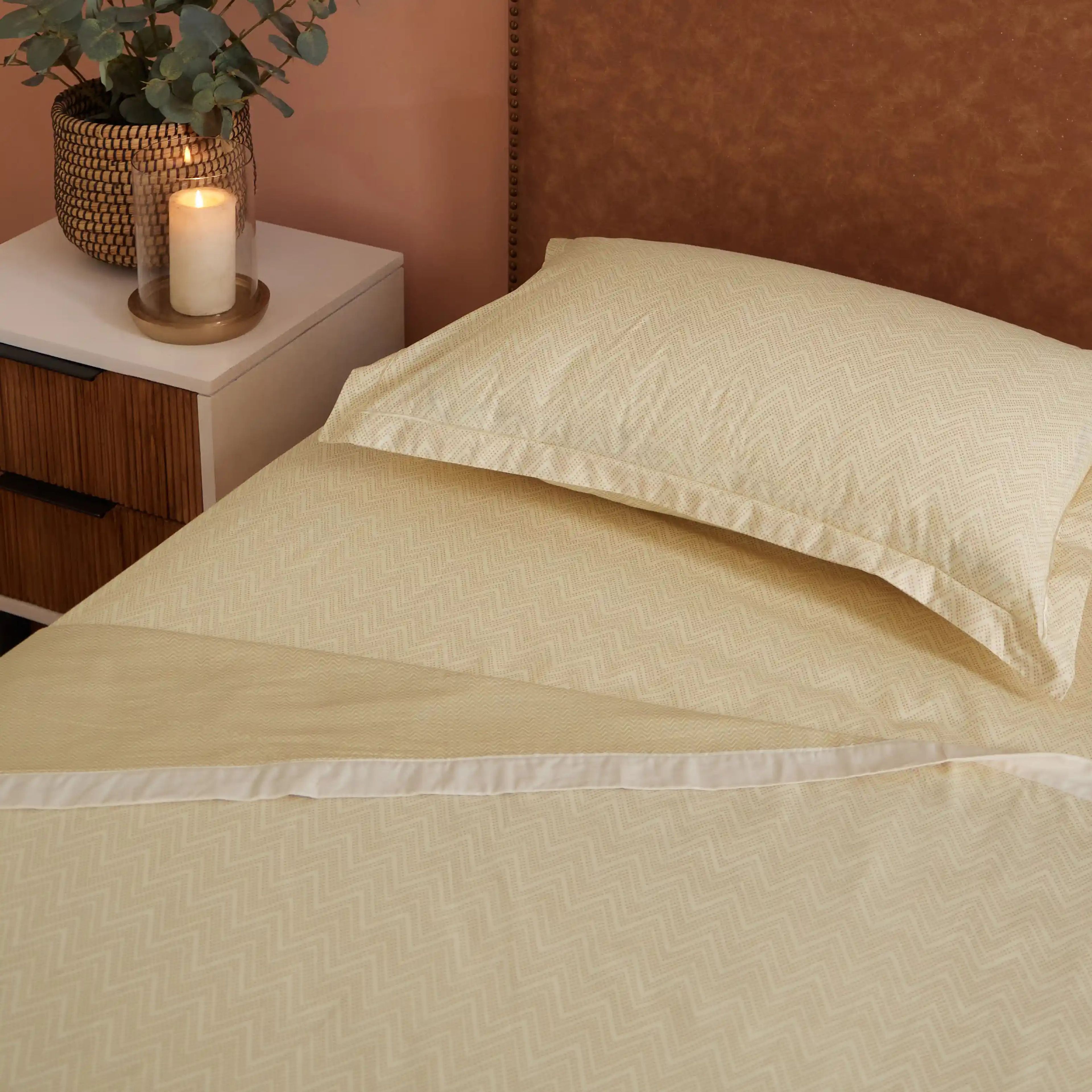 Threadscapes | Woven Textured Printed Reversible Dohar with Super Soft Flannel Layering-Beige