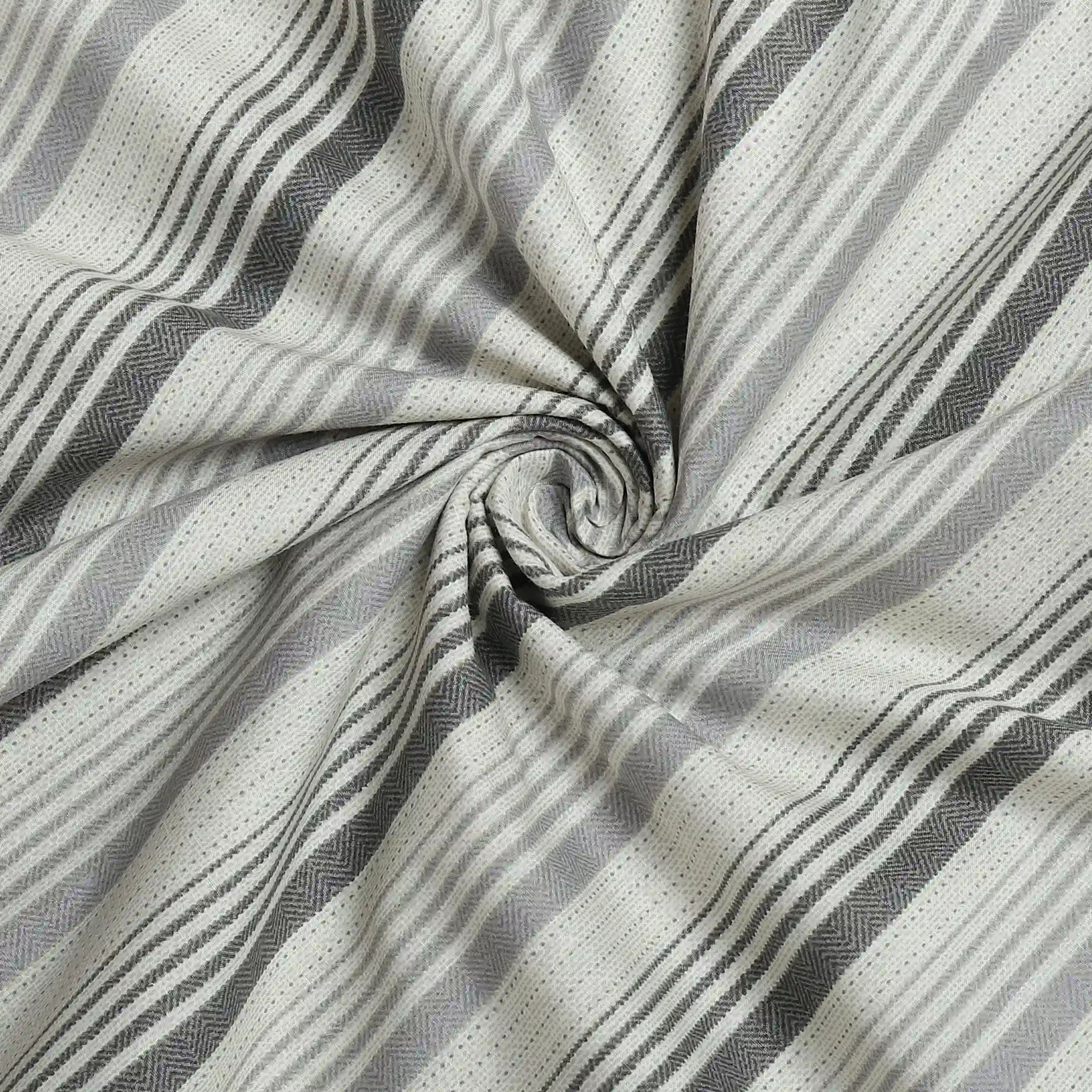 Threadscapes | Woven Textured Printed Reversible Dohar with Super Soft Flannel Layering-Black & White