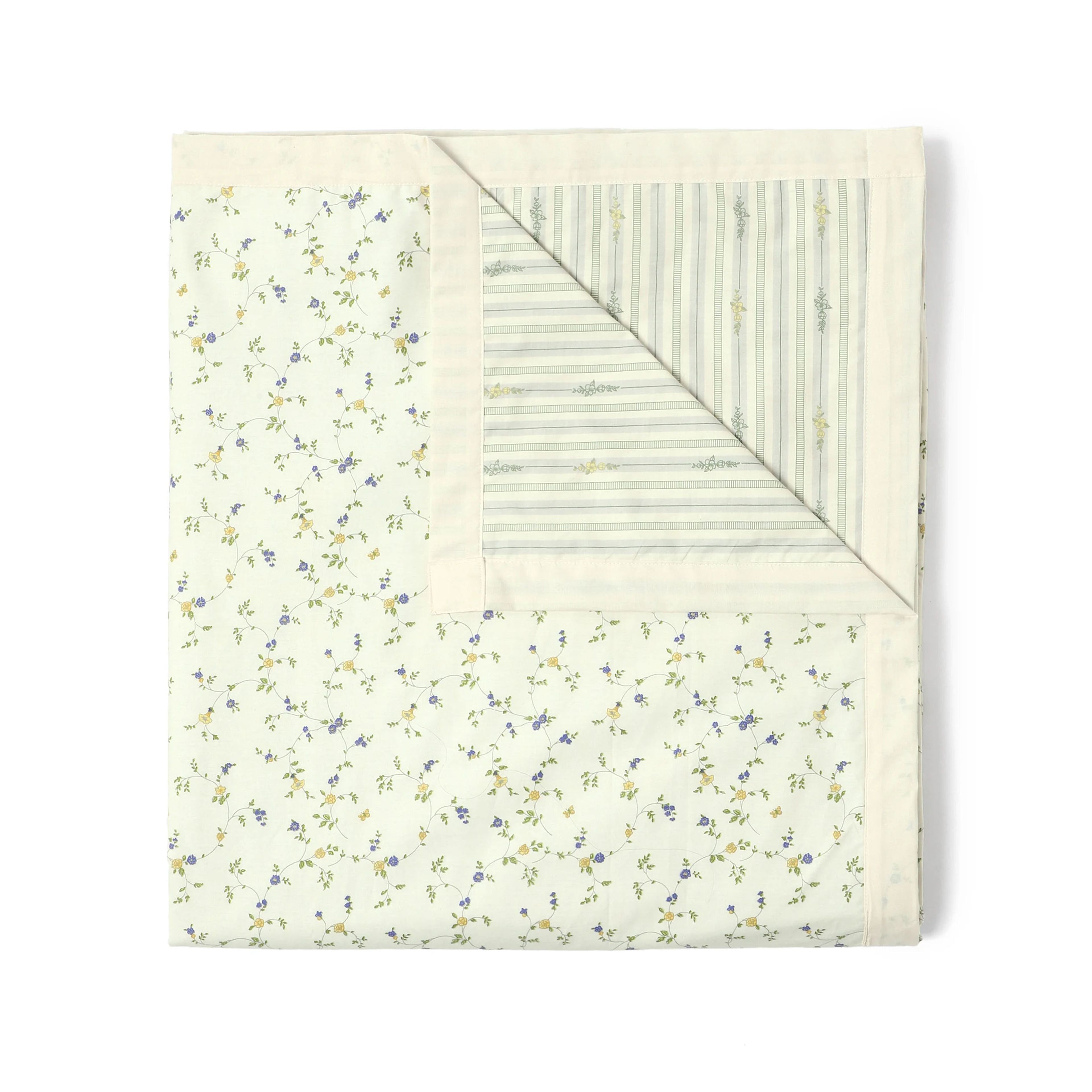 Bloomshire Luxe | Romantic Flora Printed Reversible Dohar with Super Soft Flannel Layering-Cream Bloom