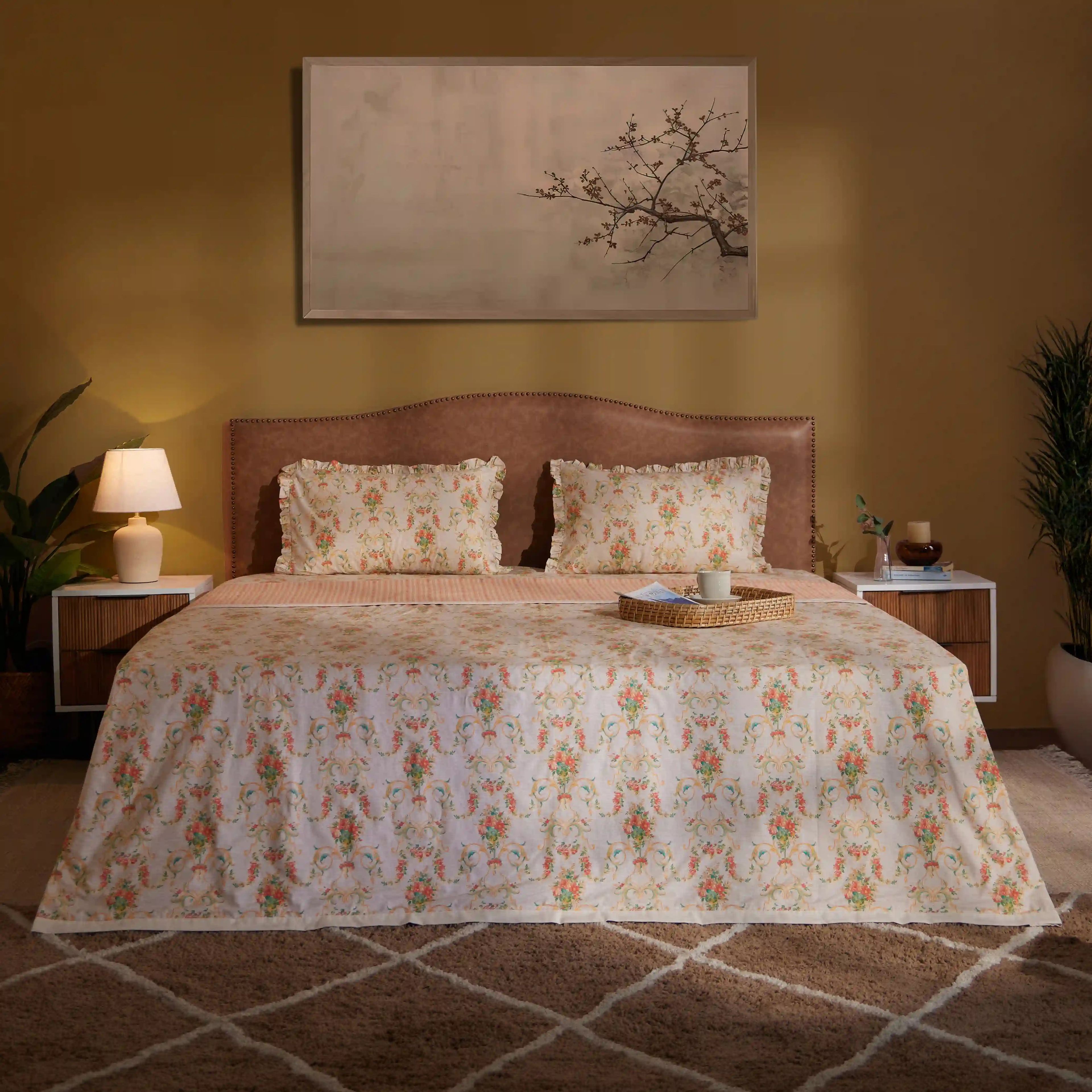 Bloomshire Luxe | Romantic Flora Printed Reversible Dohar with Super Soft Flannel Layering-Multicolour