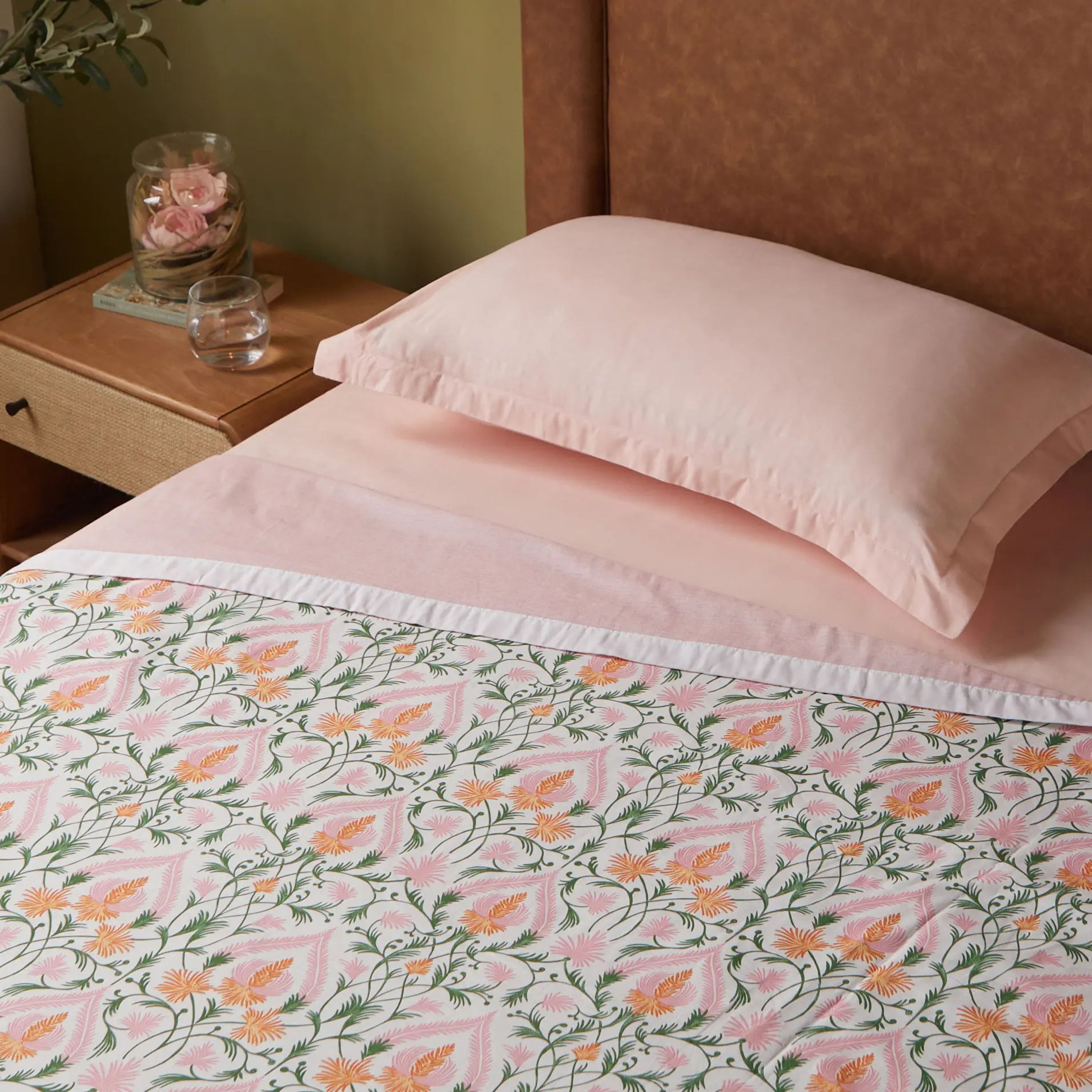 Bloomshire Classic | Everyday Charm Printed Reversible Dohar with Super Soft Flannel Layering-Salmon