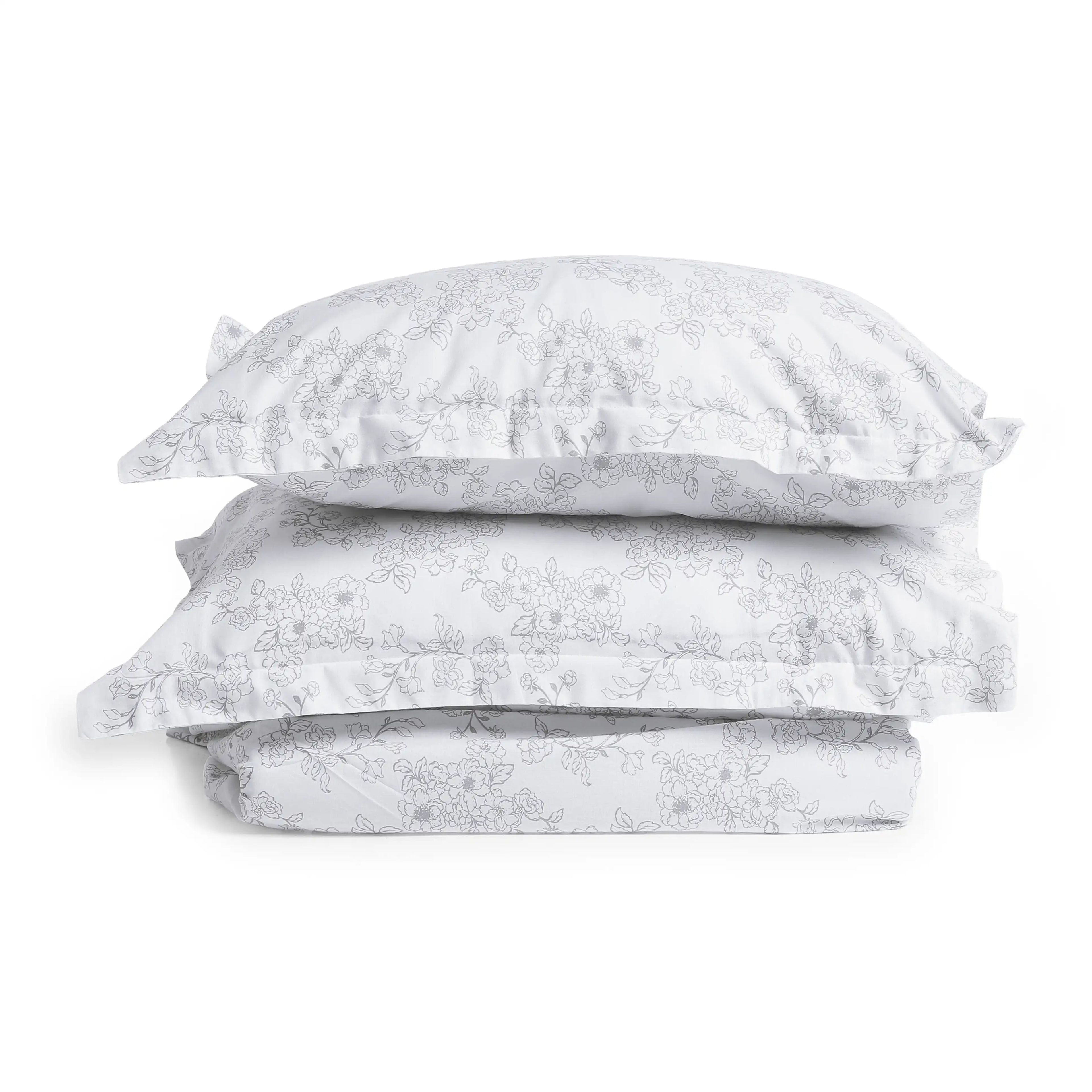 Bloomshire Classic | Everyday Charm Printed Cotton Fitted Sheet Set-Grey