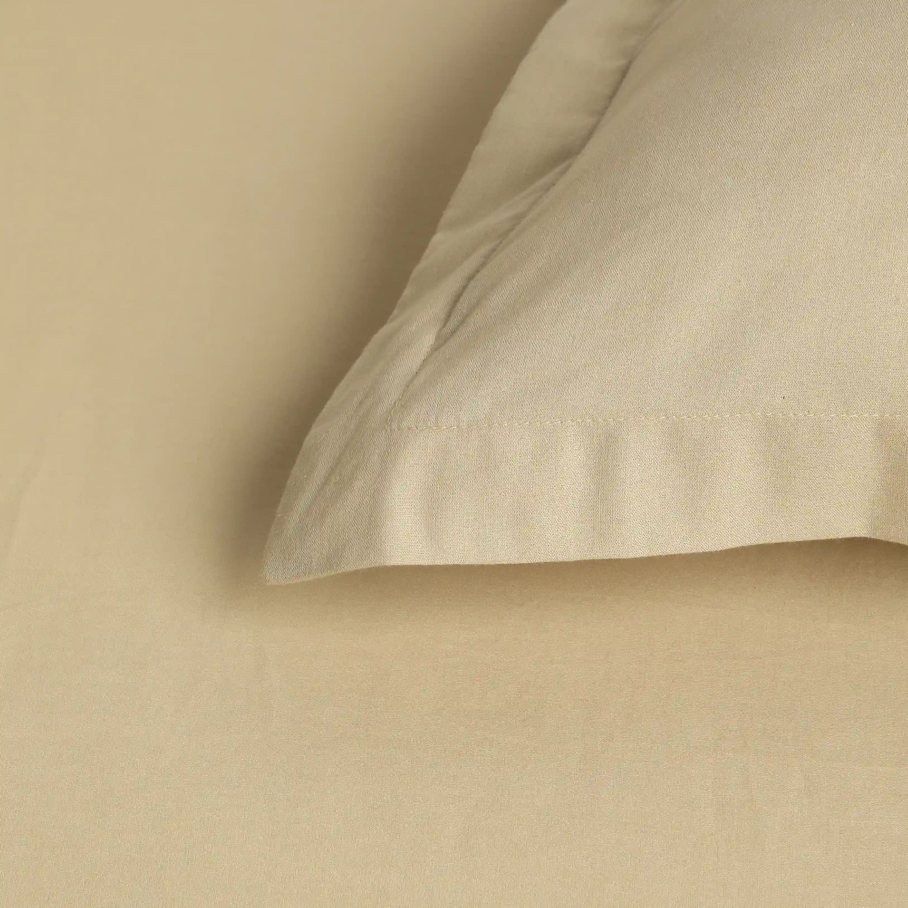 Paleto | Everyday Hues Solid Dyed Cotton Fitted Sheet Set-Beige