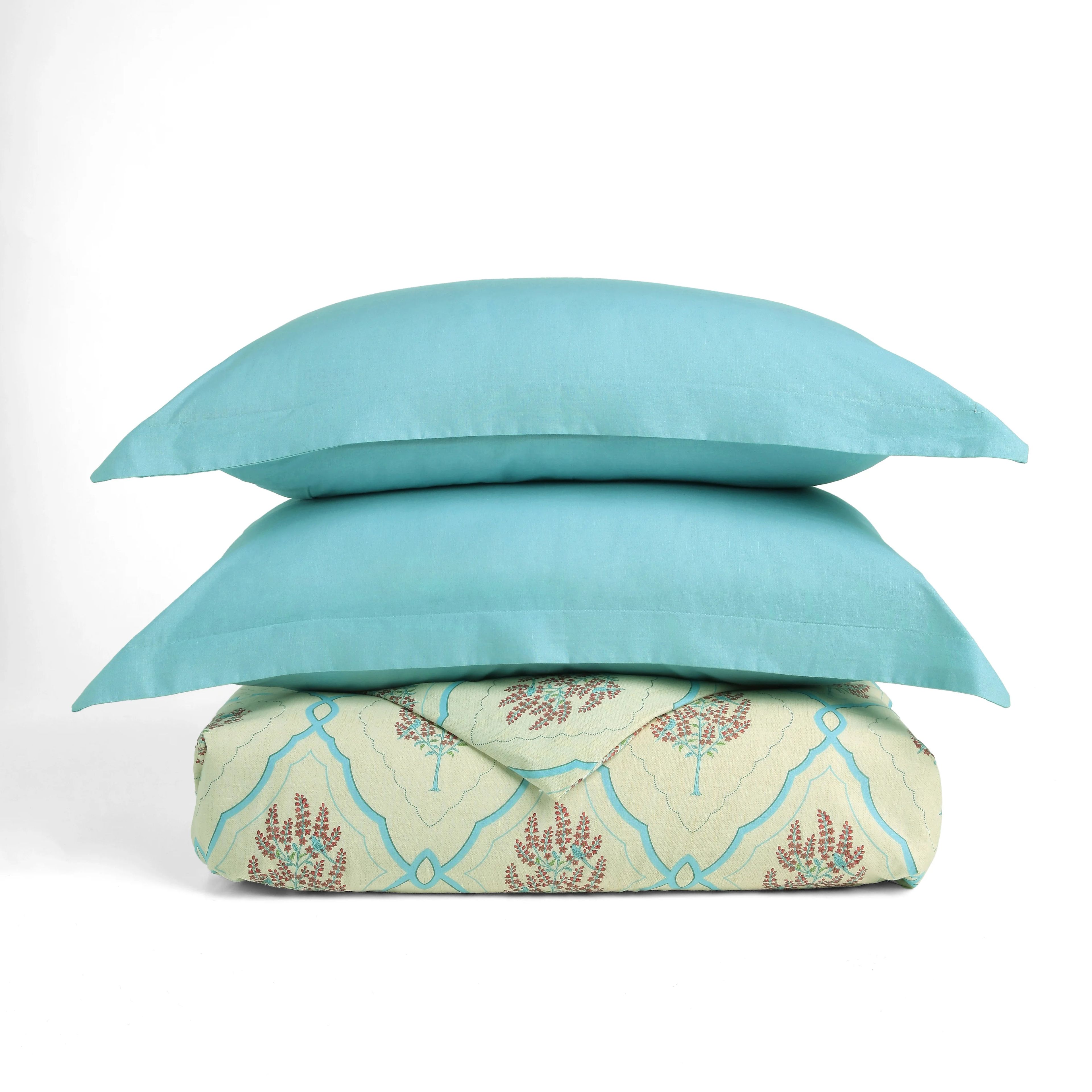 Chippa Lane | Contemporary Indian Print Design Coordinated Bedding Set | Set of Bedsheet & Dohar-Sage Bloom