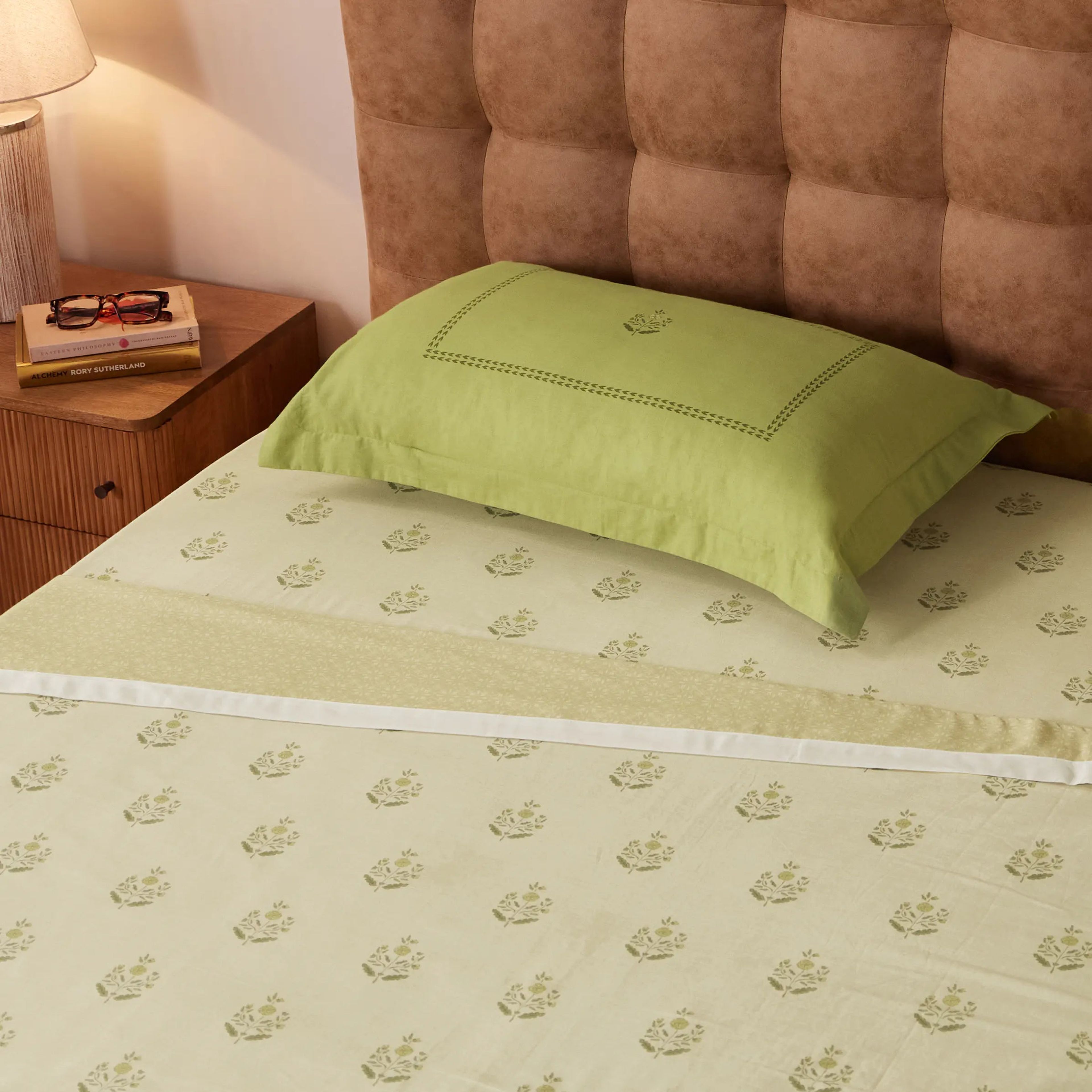 Chippa Lane | Contemporary Indian Print Design Reversible Dohar with Super Soft Flannel Layering-Indian Moss