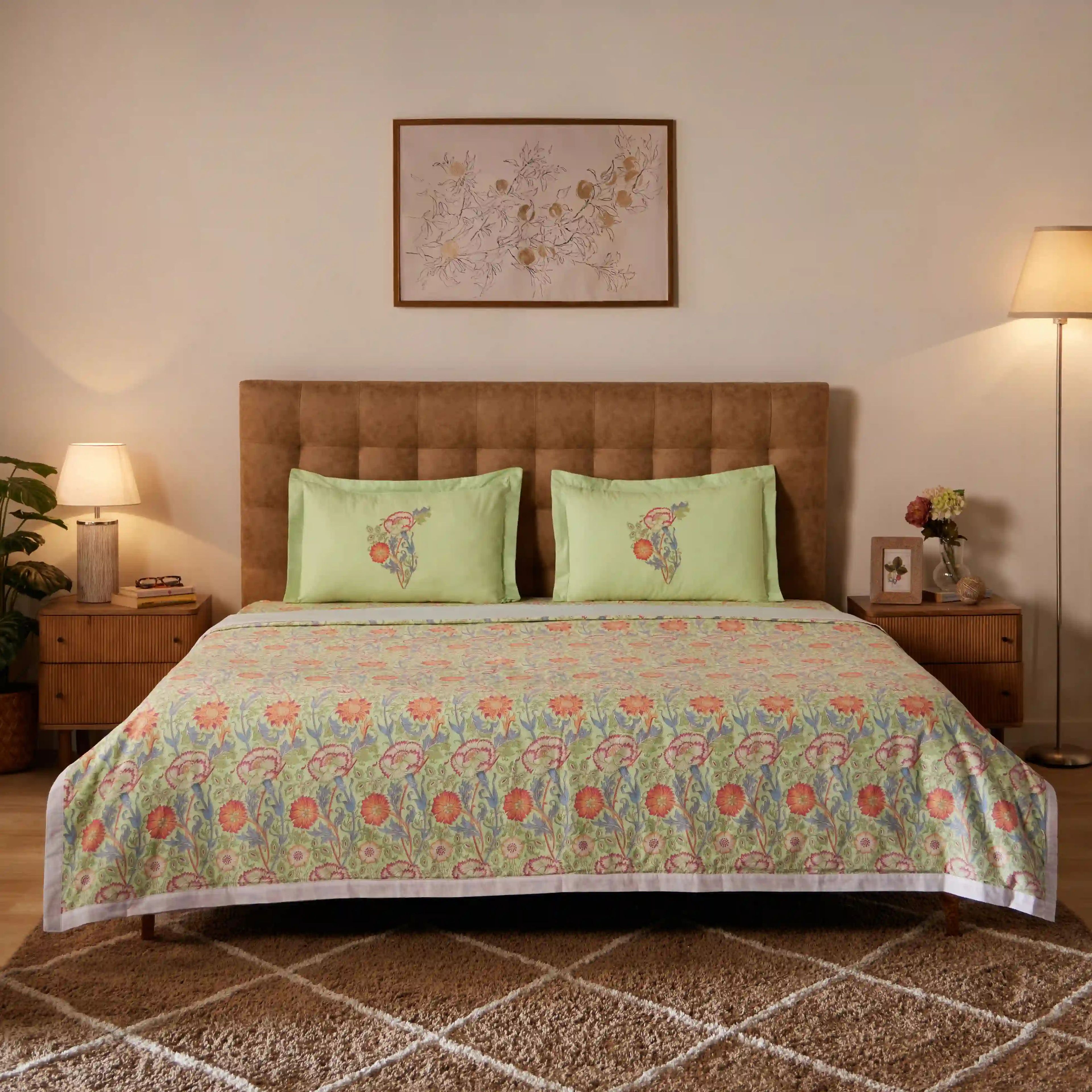 Chippa Lane | Contemporary Indian Print Design Reversible Dohar with Super Soft Flannel Layering-Green