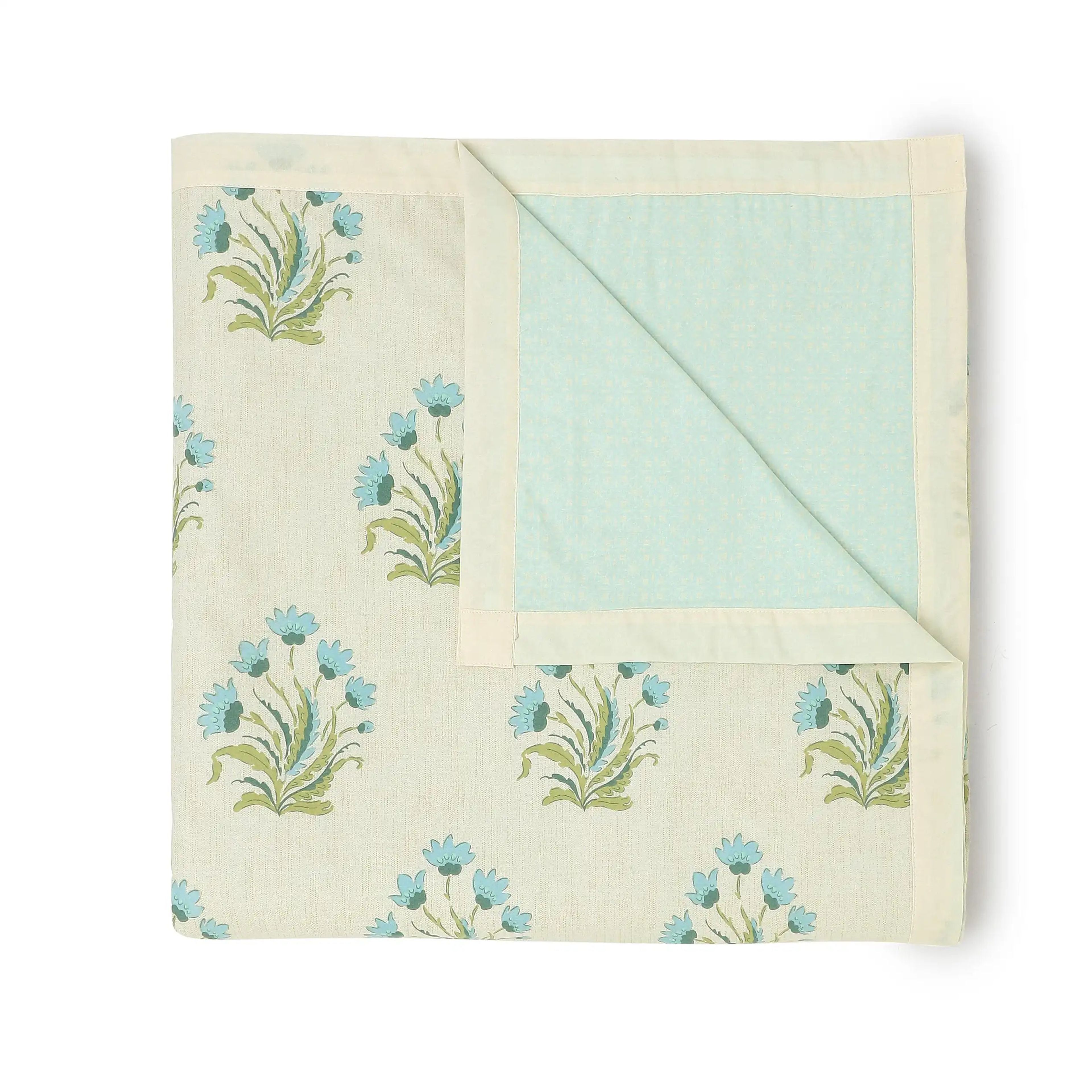 Chippa Lane | Contemporary Indian Print Design Reversible Dohar with Super Soft Flannel Layering-Indian Sage