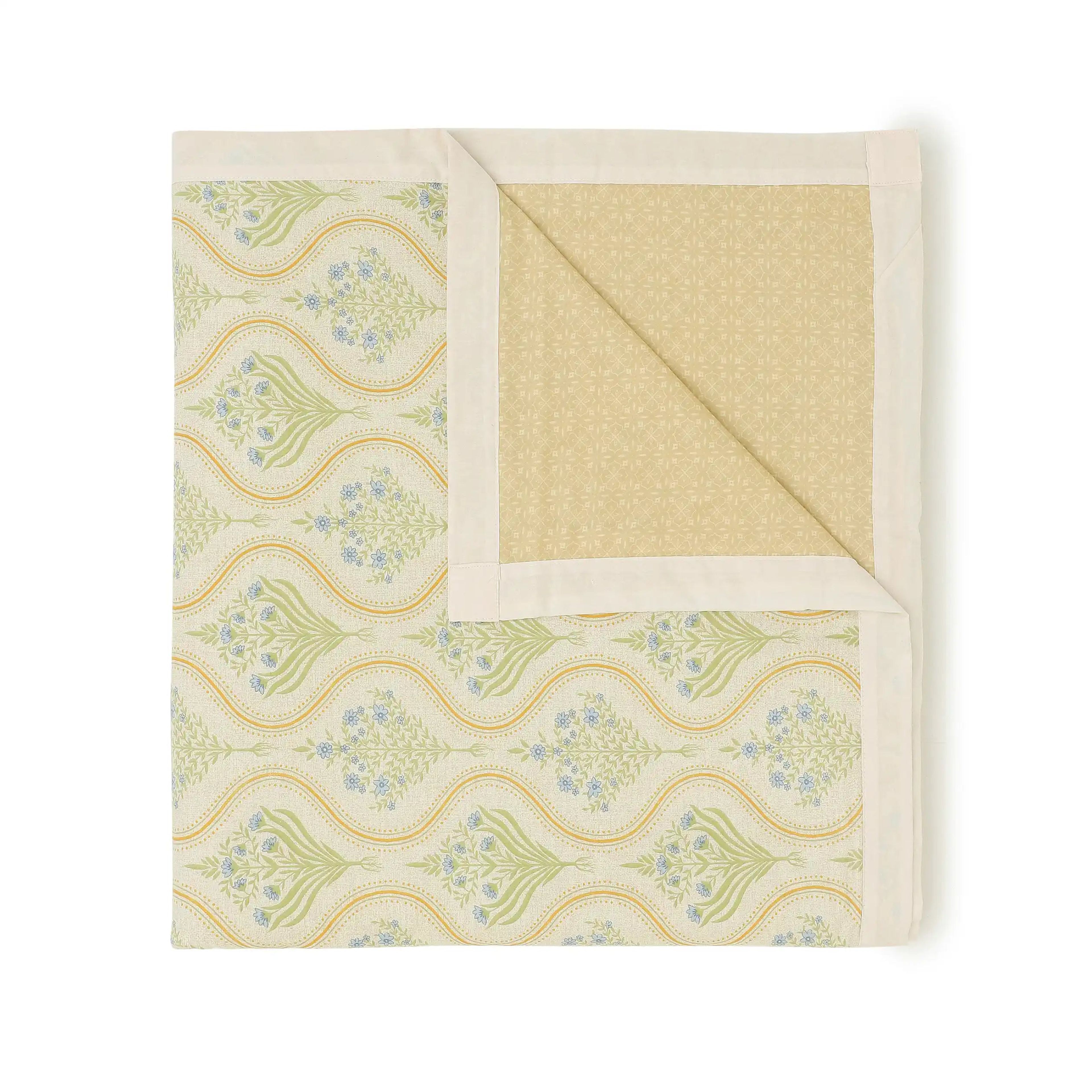 Chippa Lane | Contemporary Indian Print Design Reversible Dohar with Super Soft Flannel Layering-Mustard