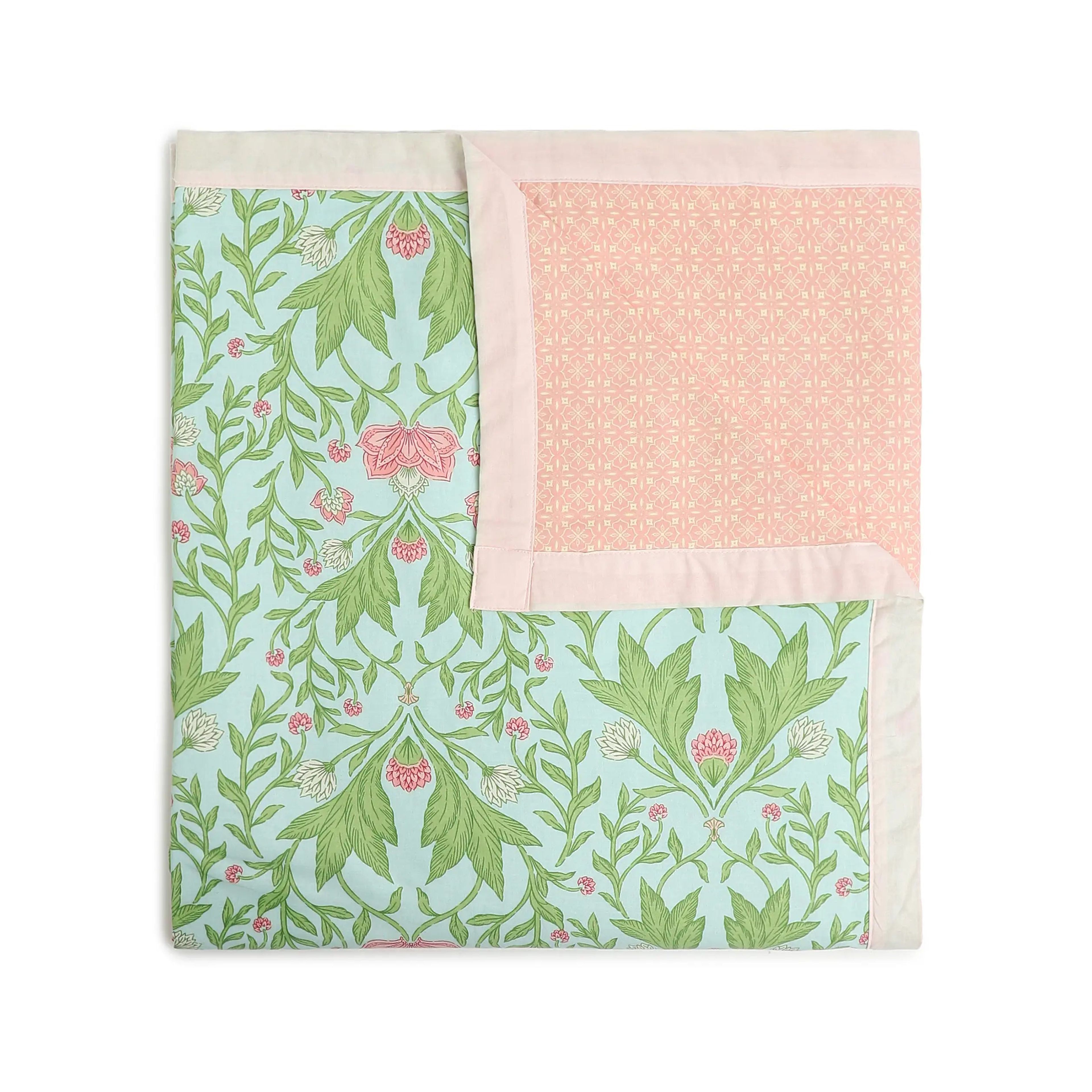 Chippa Lane | Contemporary Indian Print Design Reversible Dohar with Super Soft Flannel Layering-Sage Mint