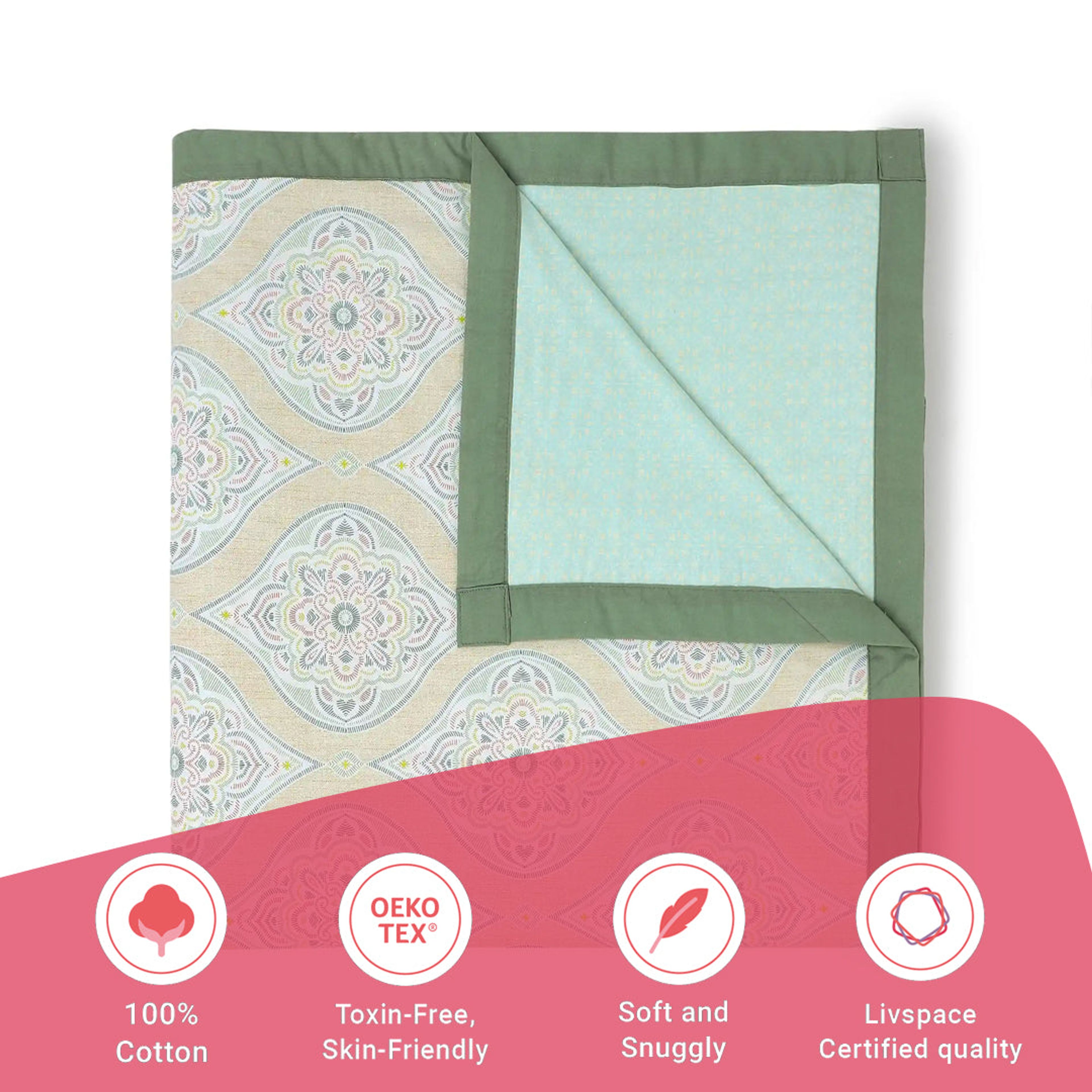 Chippa Lane | Contemporary Indian Print Design Reversible Dohar with Super Soft Flannel Layering-Sage