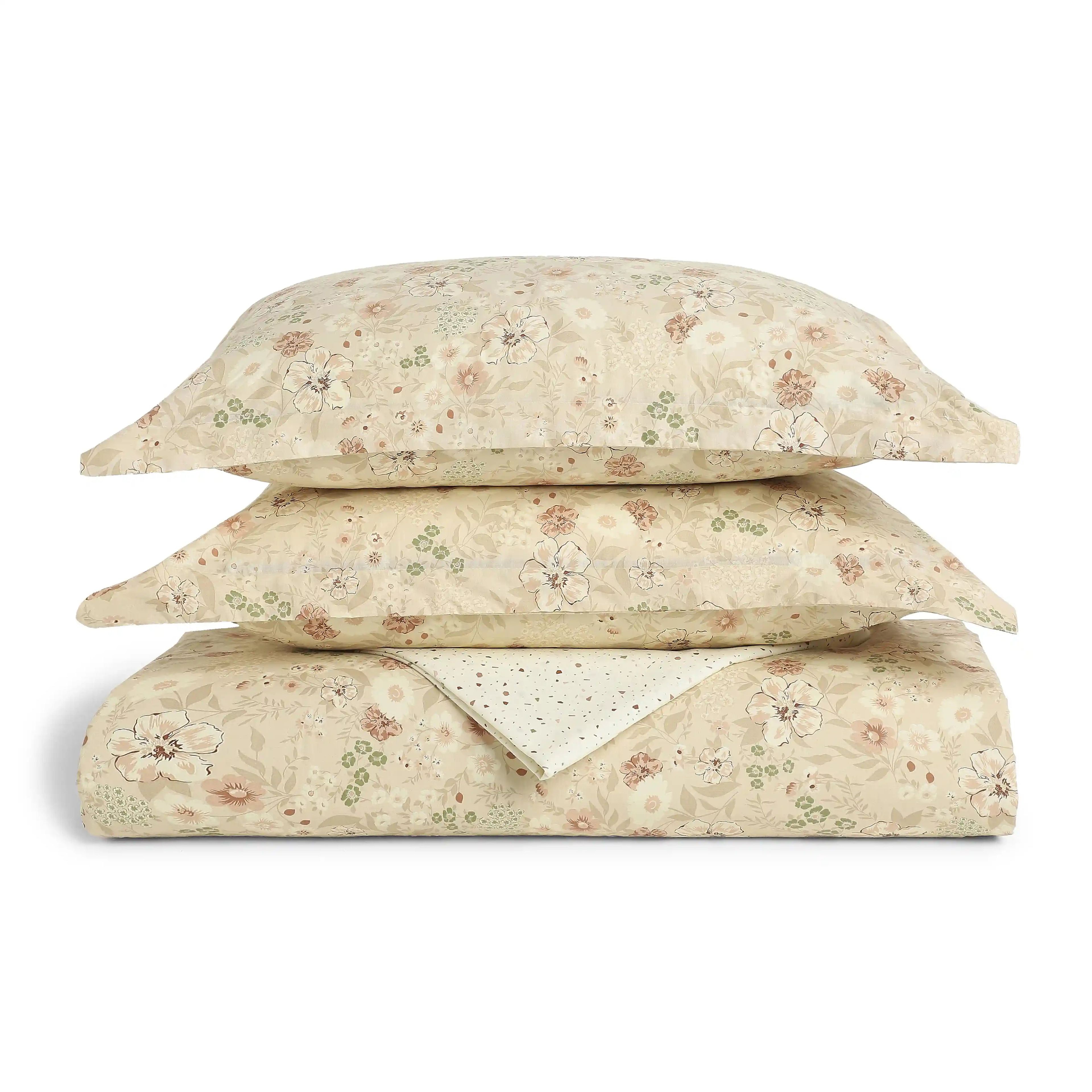 Mishella | Mix & Match Printed Coordinated Bedding Set | Set of Bedsheet & Dohar - Cream