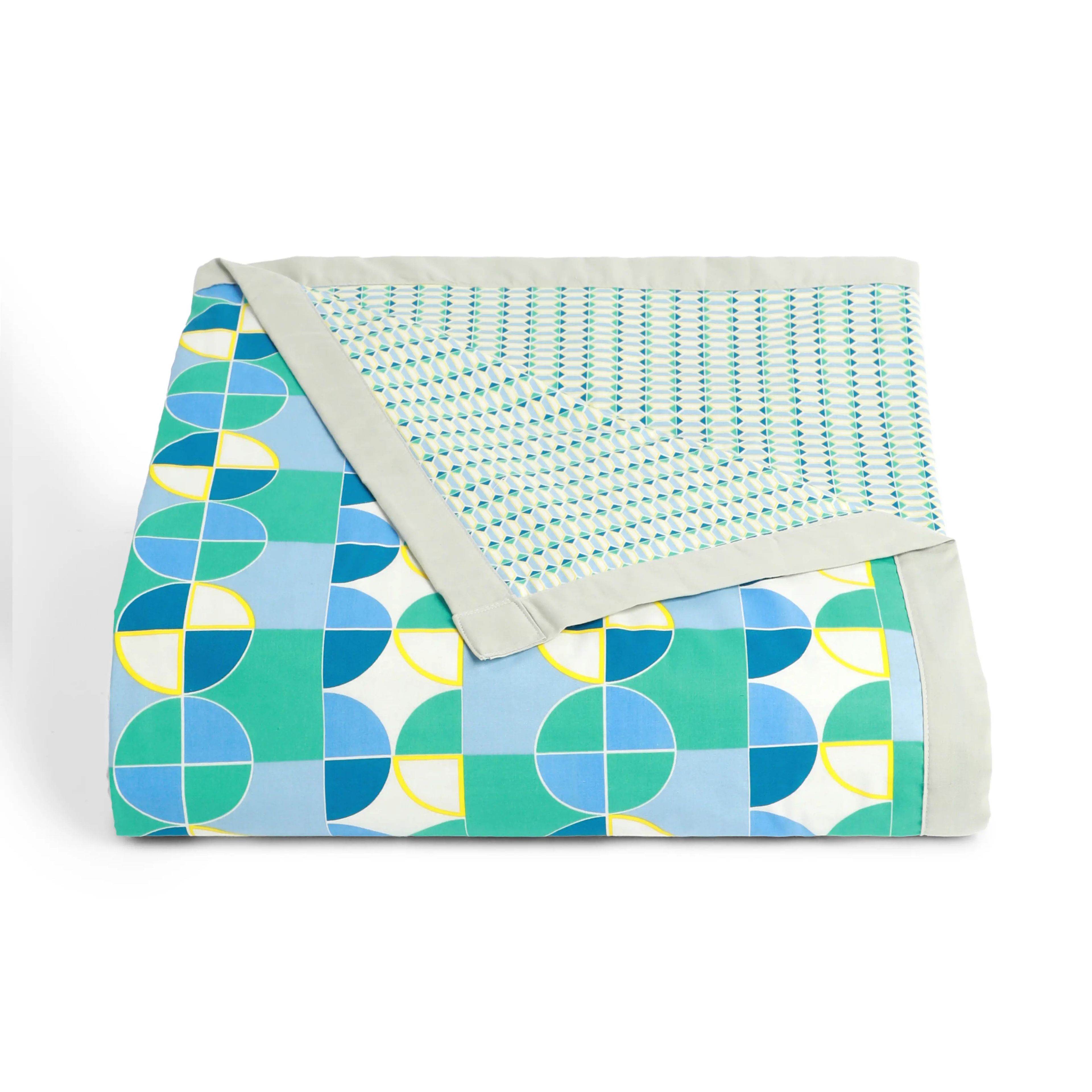 Mishella | Mix & Match Printed Coordinated Bedding Set | Set of Bedsheet & Dohar - Orbit Teal