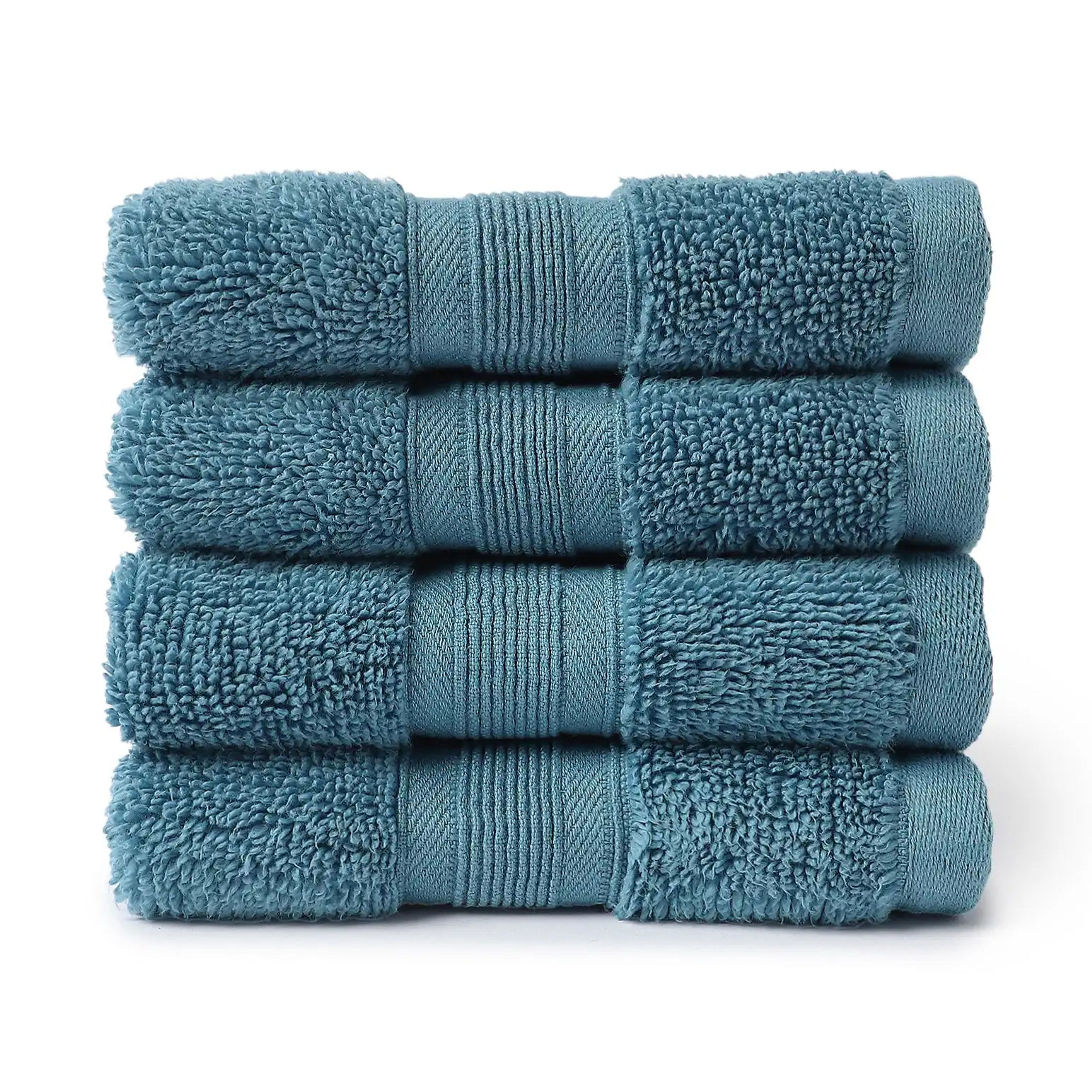 Pelushe | Super Absorbent & Luxurious Zero Twist Cotton Terry Face Towels | Set of 4