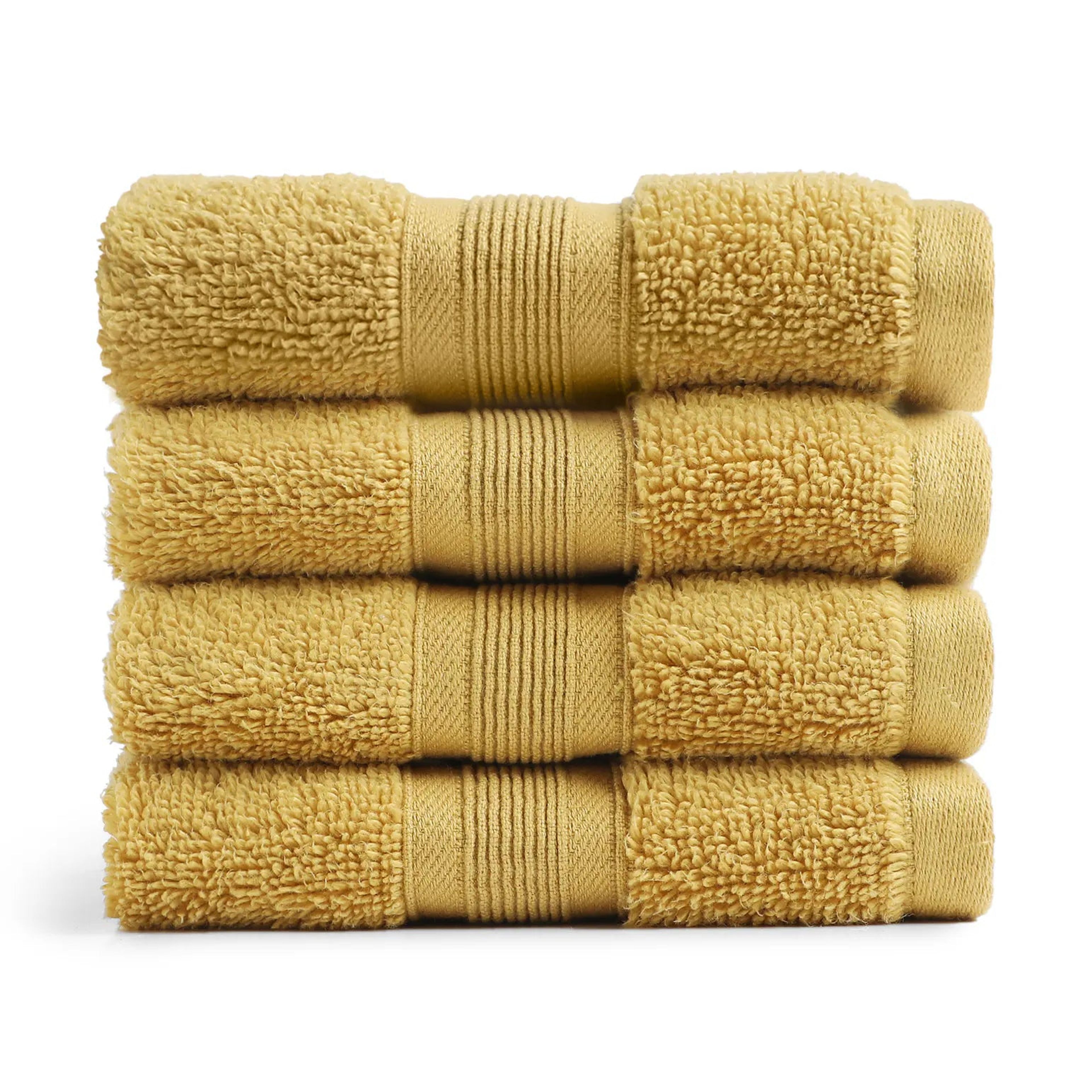 Pelushe | Super Absorbent & Luxurious Zero Twist Cotton Terry Face Towels | Set of 4