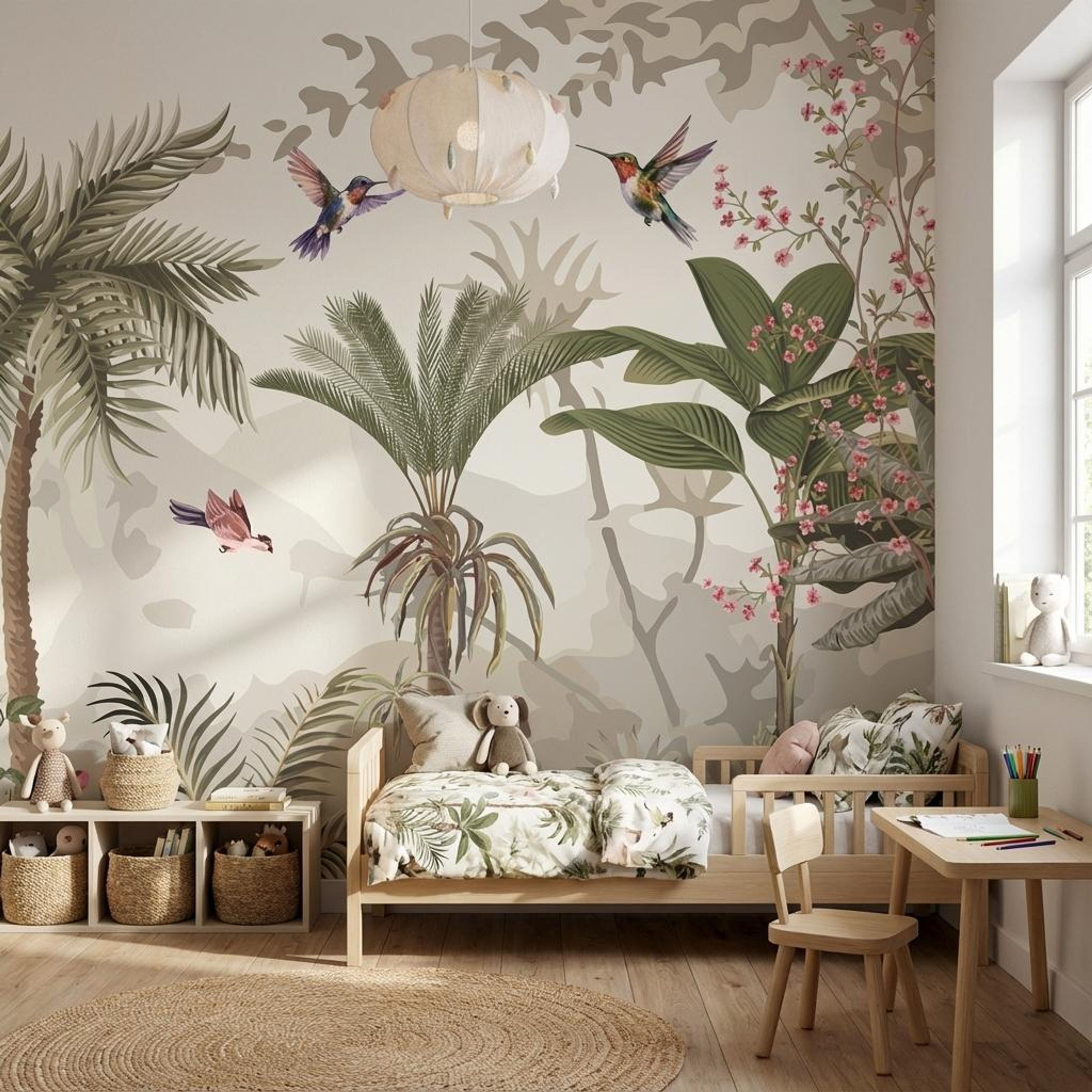 Song of the Palms, Whiskers & Blossoms, Wallpaper, 58 sft