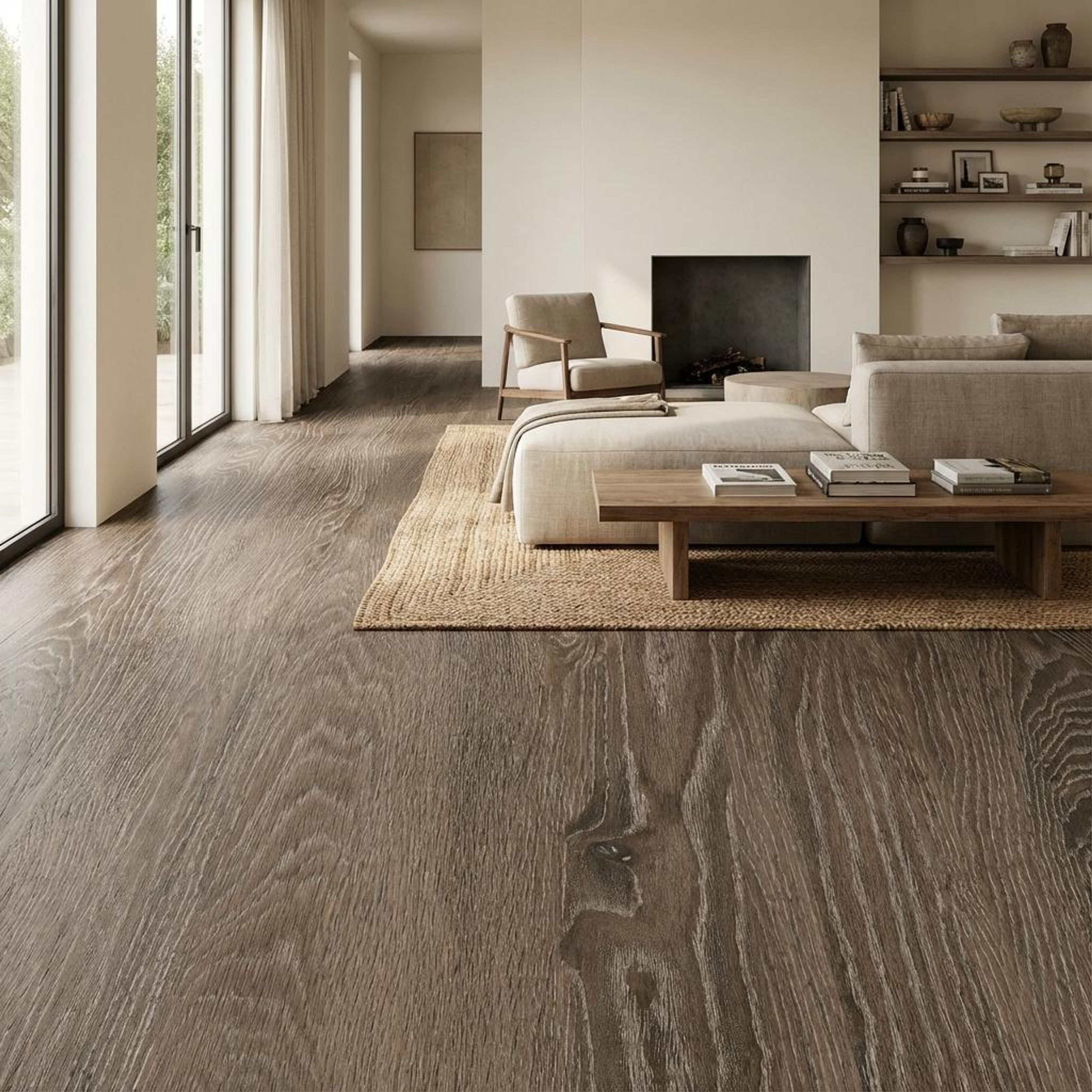 Teak Honey Plank, Cherry Brown, Wood, Tiles - Vitrified - Full Body, 4 x 2 ft, 9 mm