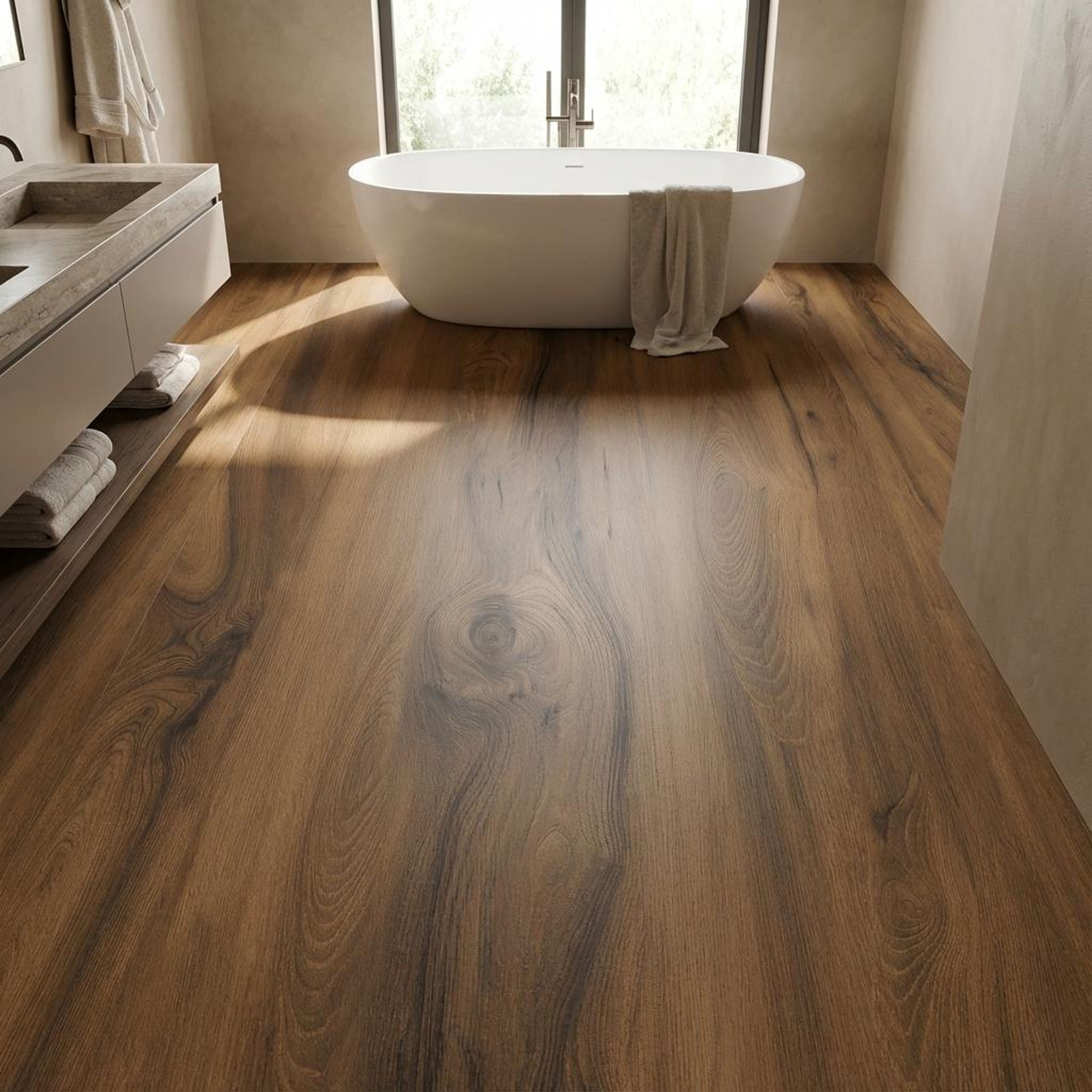 Teak Honey Plank, Dark Brown, Wood, Tiles - Vitrified - Full Body, 4 x 2 ft, 9 mm