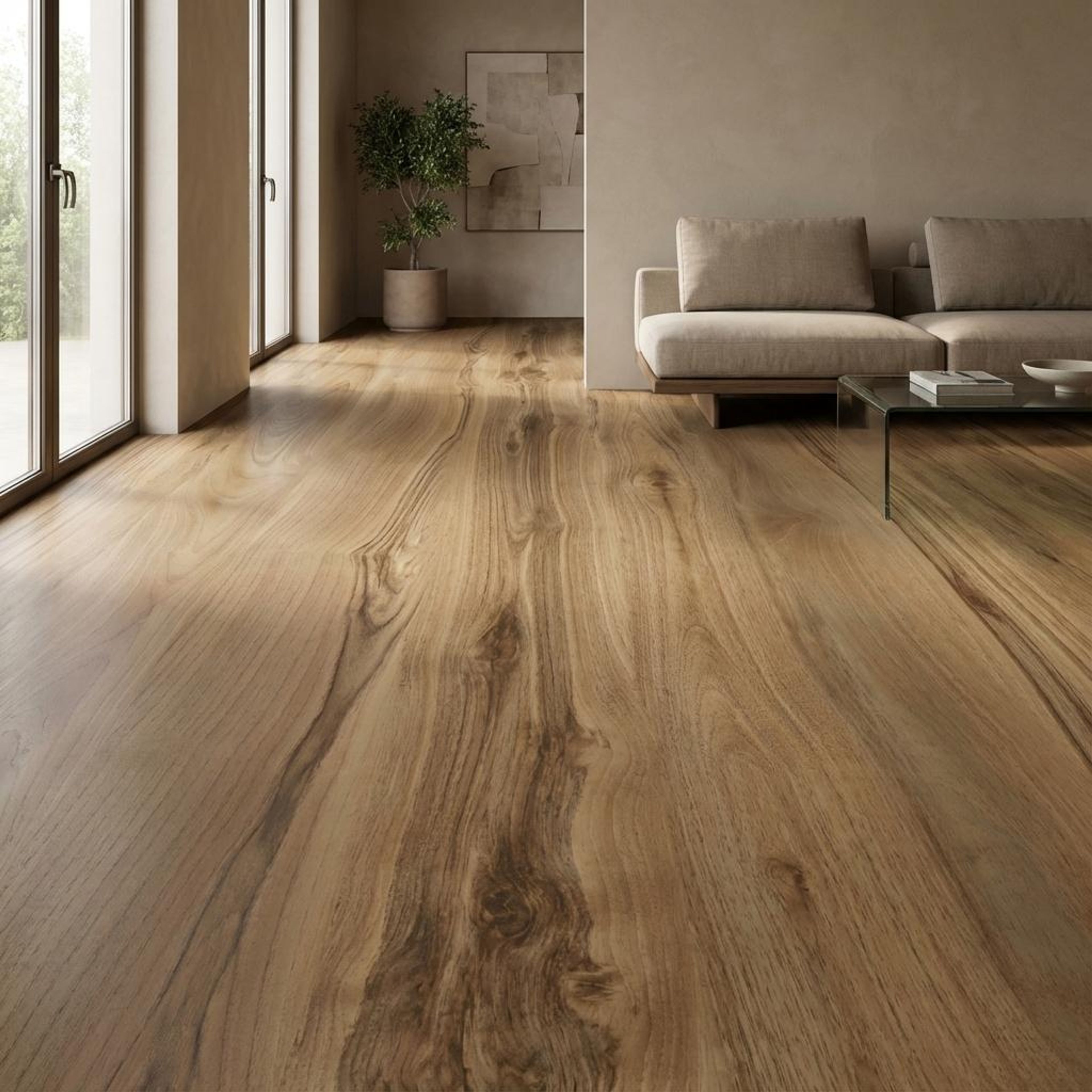 Teak Honey Plank, Honey Brown, Wood, Tiles - Vitrified - Full Body, 4 x 2 ft, 9 mm