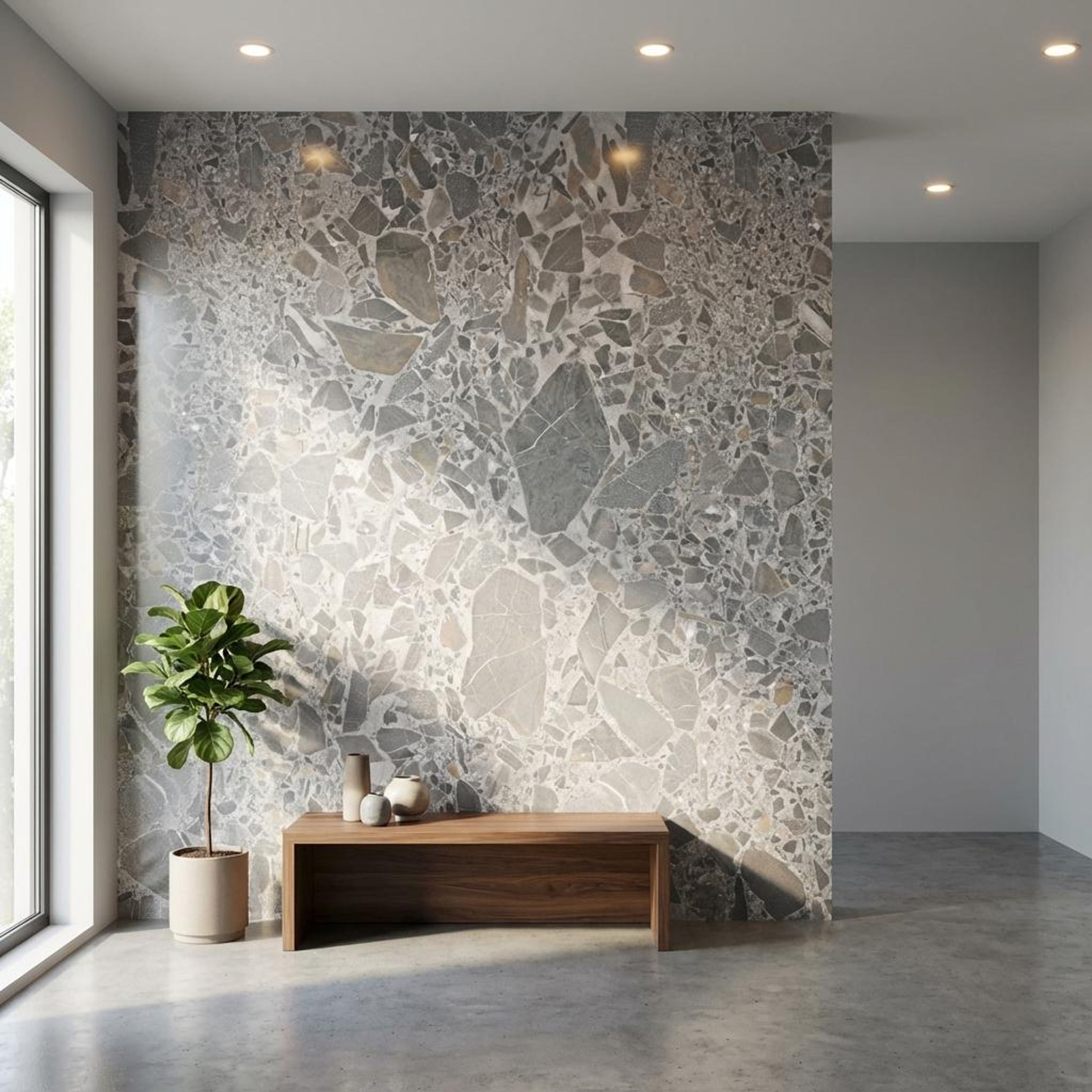 Venetian Classic Sterling, Stone Grey, Terrazzo, Tiles - Vitrified - Full Body, 4 x 2 ft, 9 mm