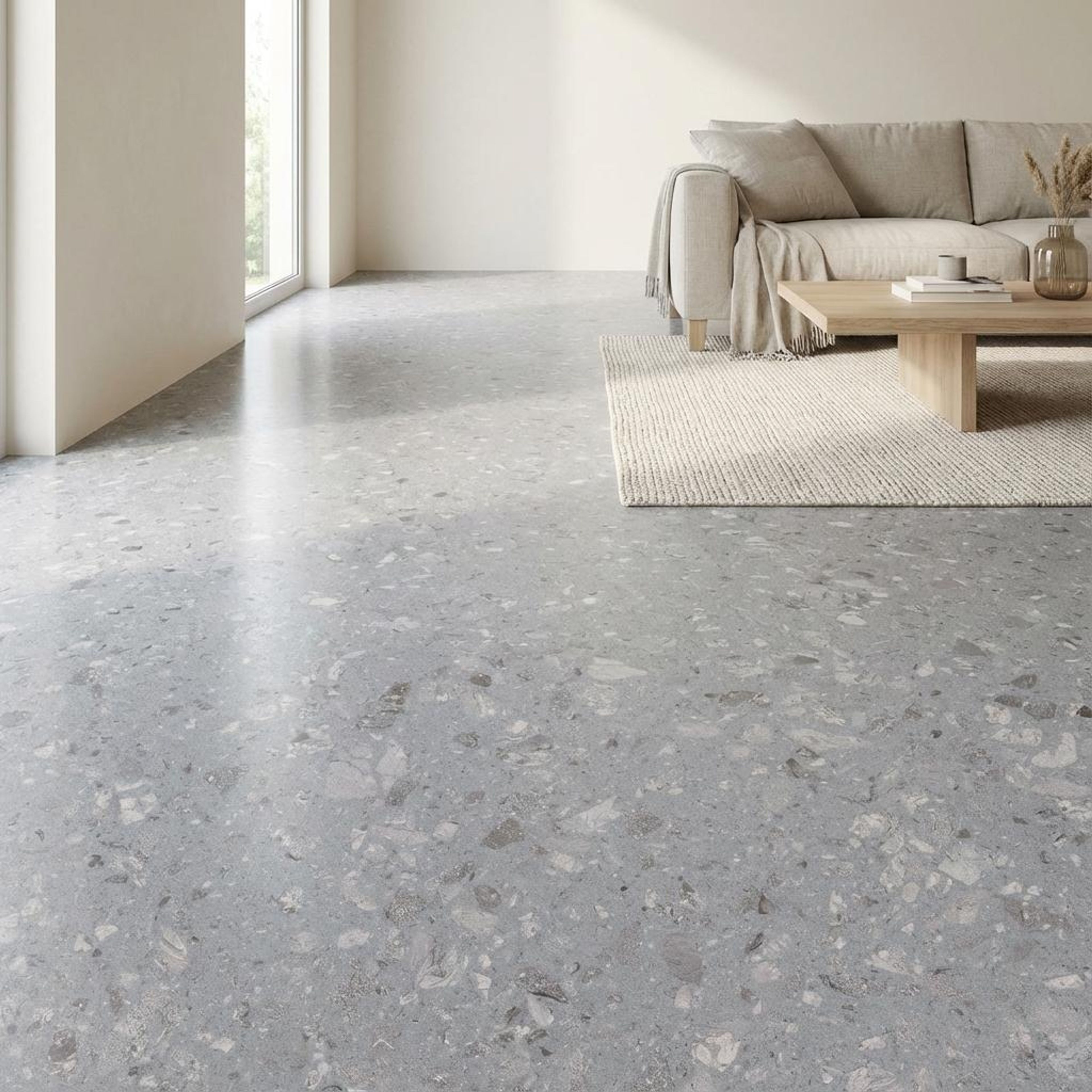 Venetian Fine Sterling, Grey, Terrazzo, Tiles - Vitrified - Full Body, 4 x 2 ft, 9 mm