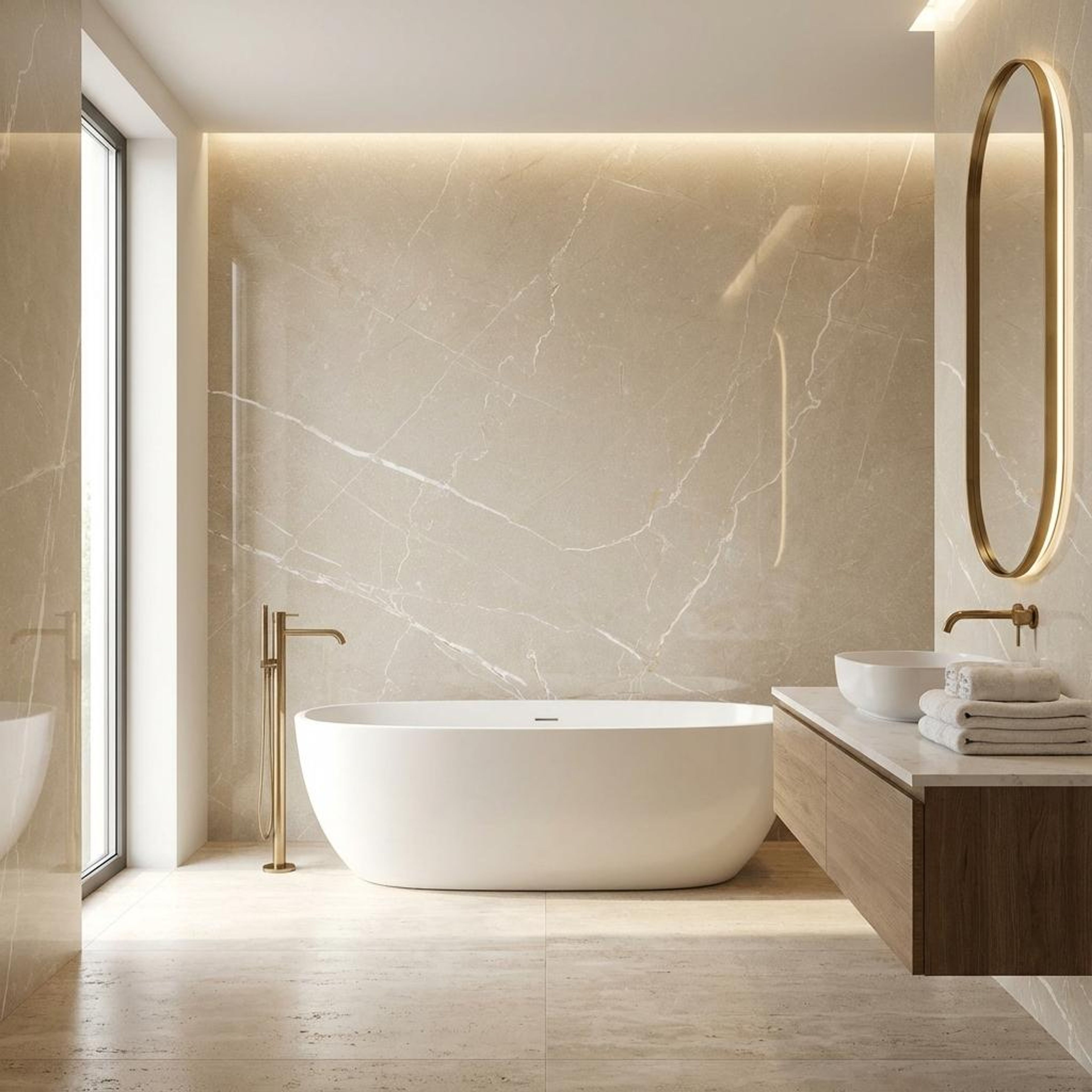 Sovereign Crème Marble, Khakhi Green, Marble, Tiles - Vitrified - Full Body, 2 x 1 ft, 9 mm