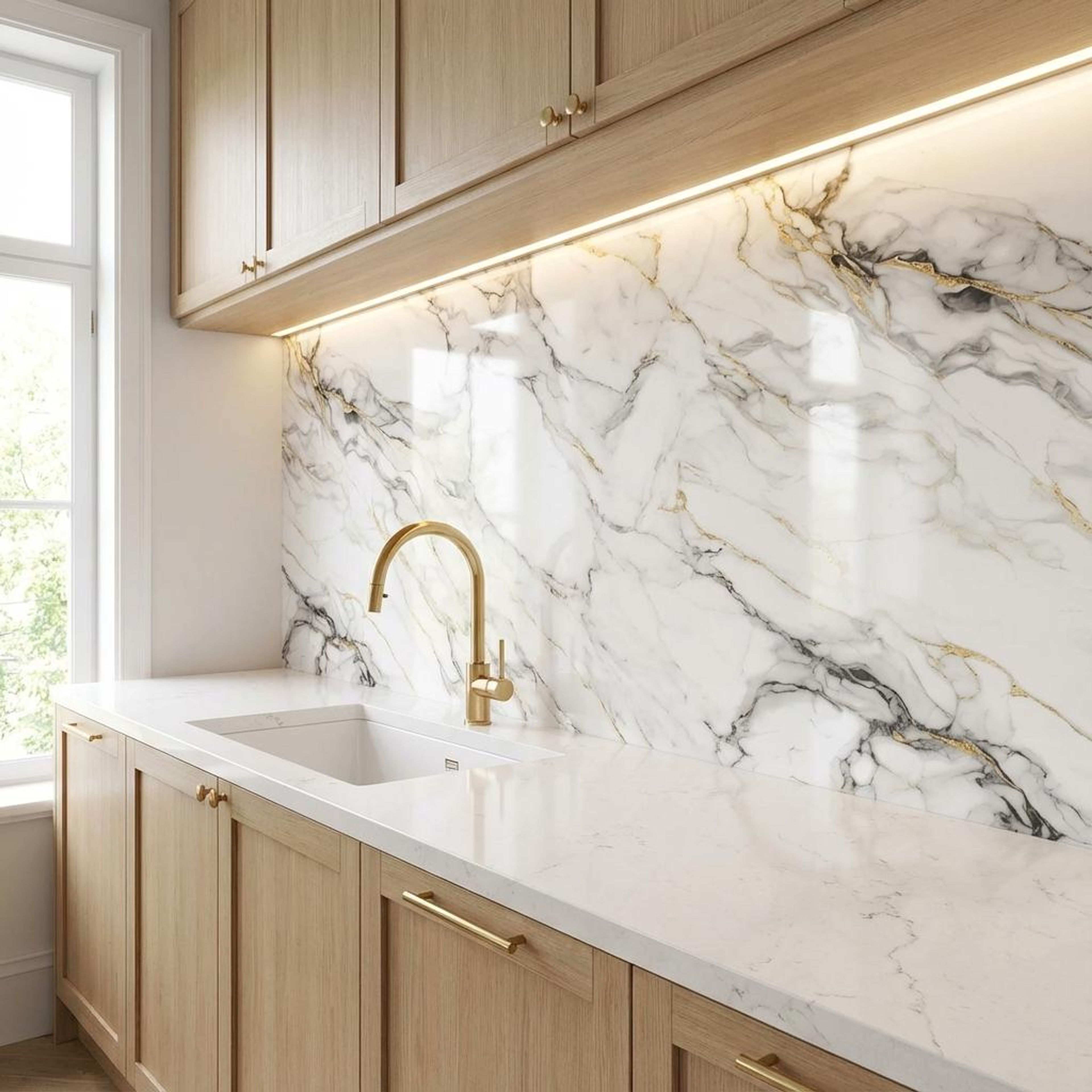 Imperial Pearl Marble, Gold & White, Marble, Tiles - Ceramic, 4 x 2 ft, 8.5 mm