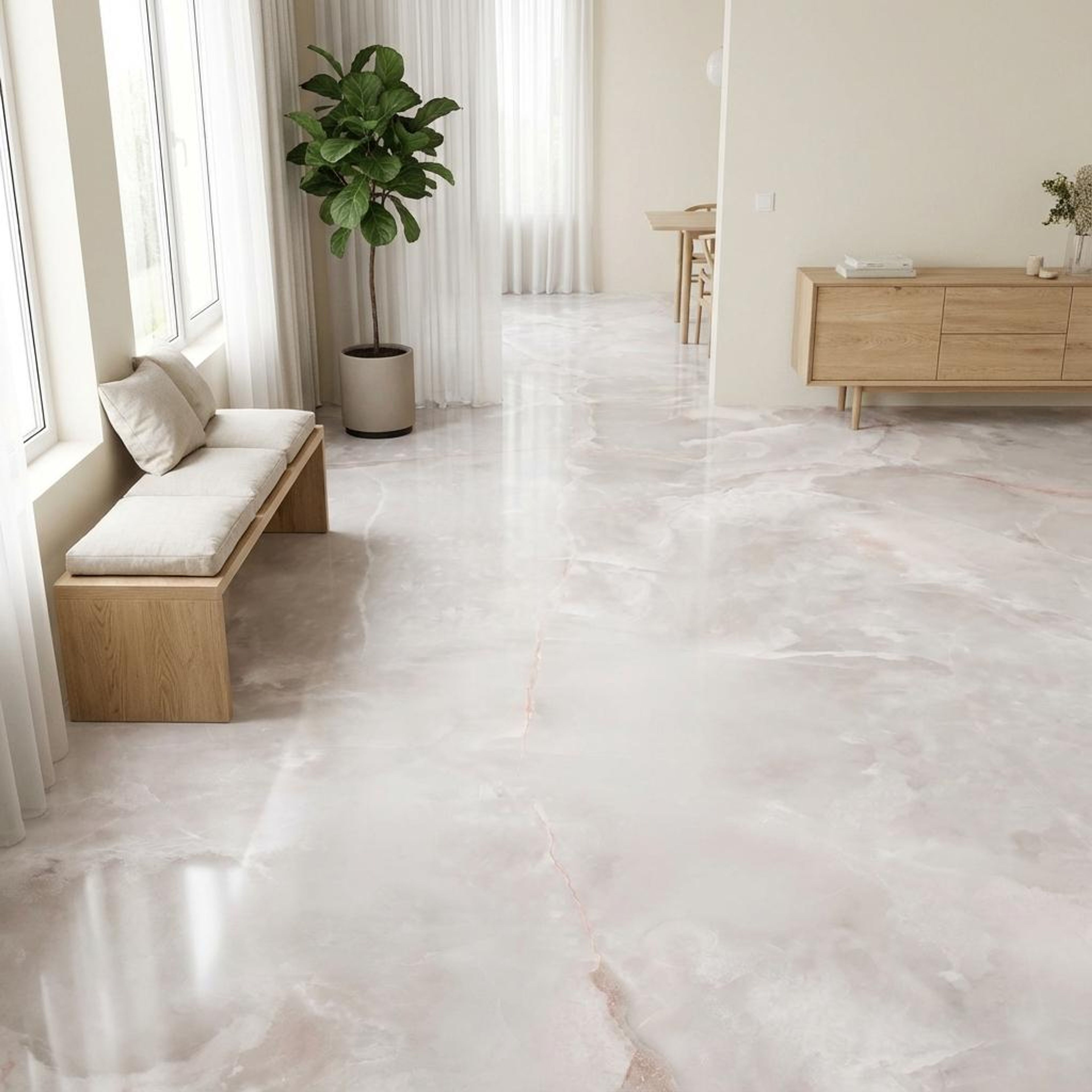 Onyx Soft, Light Grey, Marble, Tiles - Vitrified - Full Body, 5 x 2.5 ft, 9 mm