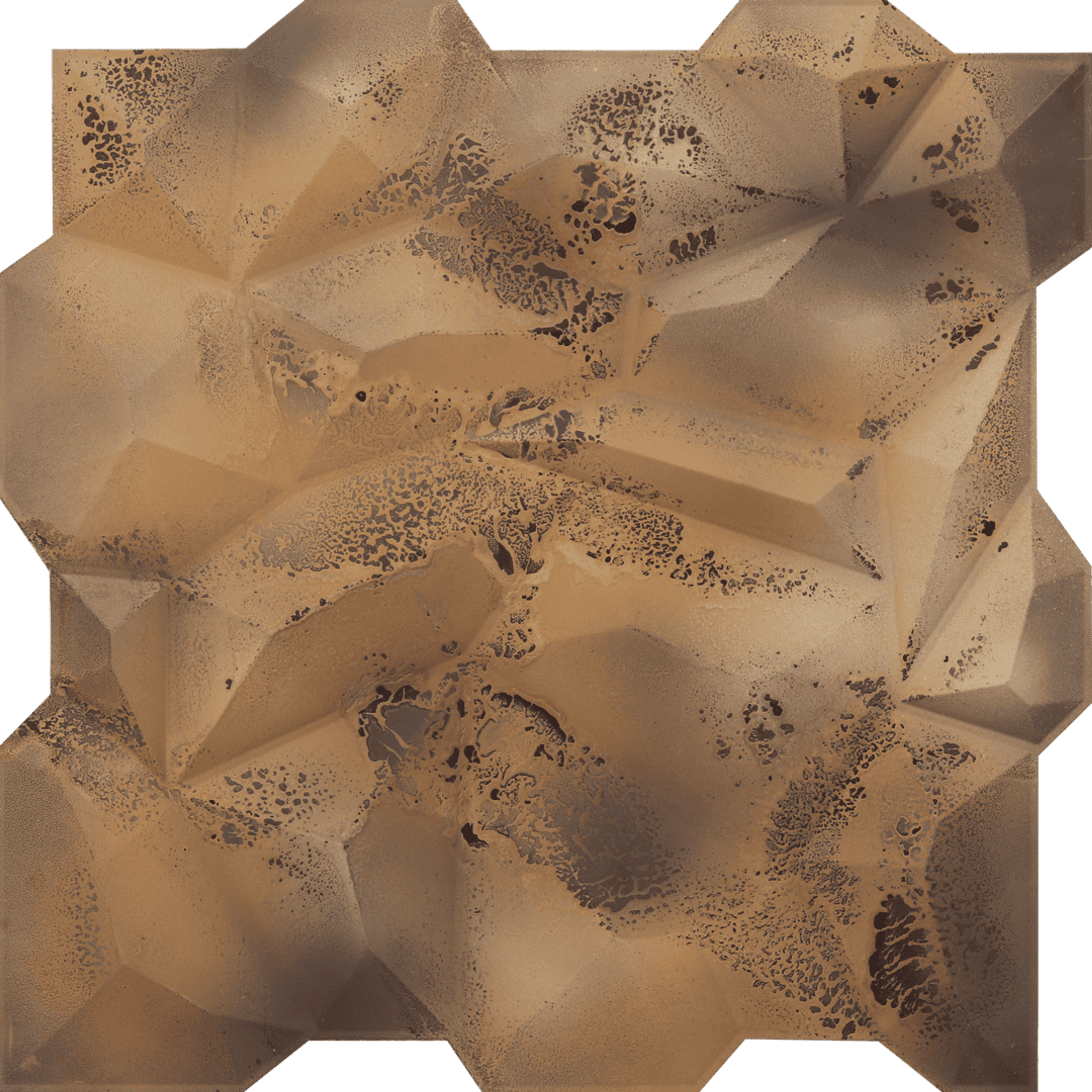 Classic Stained Metal - Himalayan Rock Imprint - Copper, Bronze - Decorative Ceiling Panel - 2 ft x 2 ft