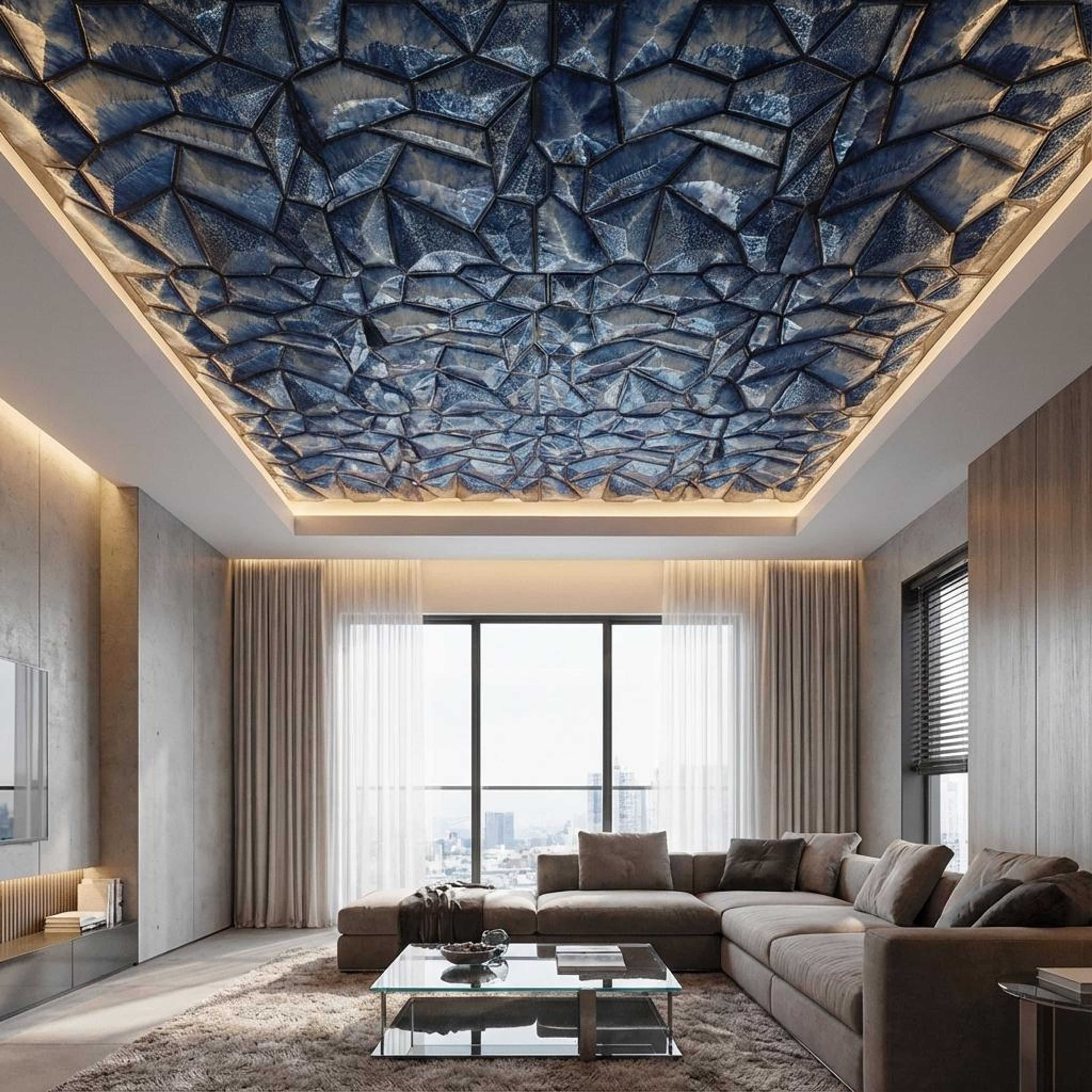 Aged Midnight Gold - Himalayan Rock Imprint - Gold, Brown - Decorative Ceiling Panel - 2 ft x 2 ft