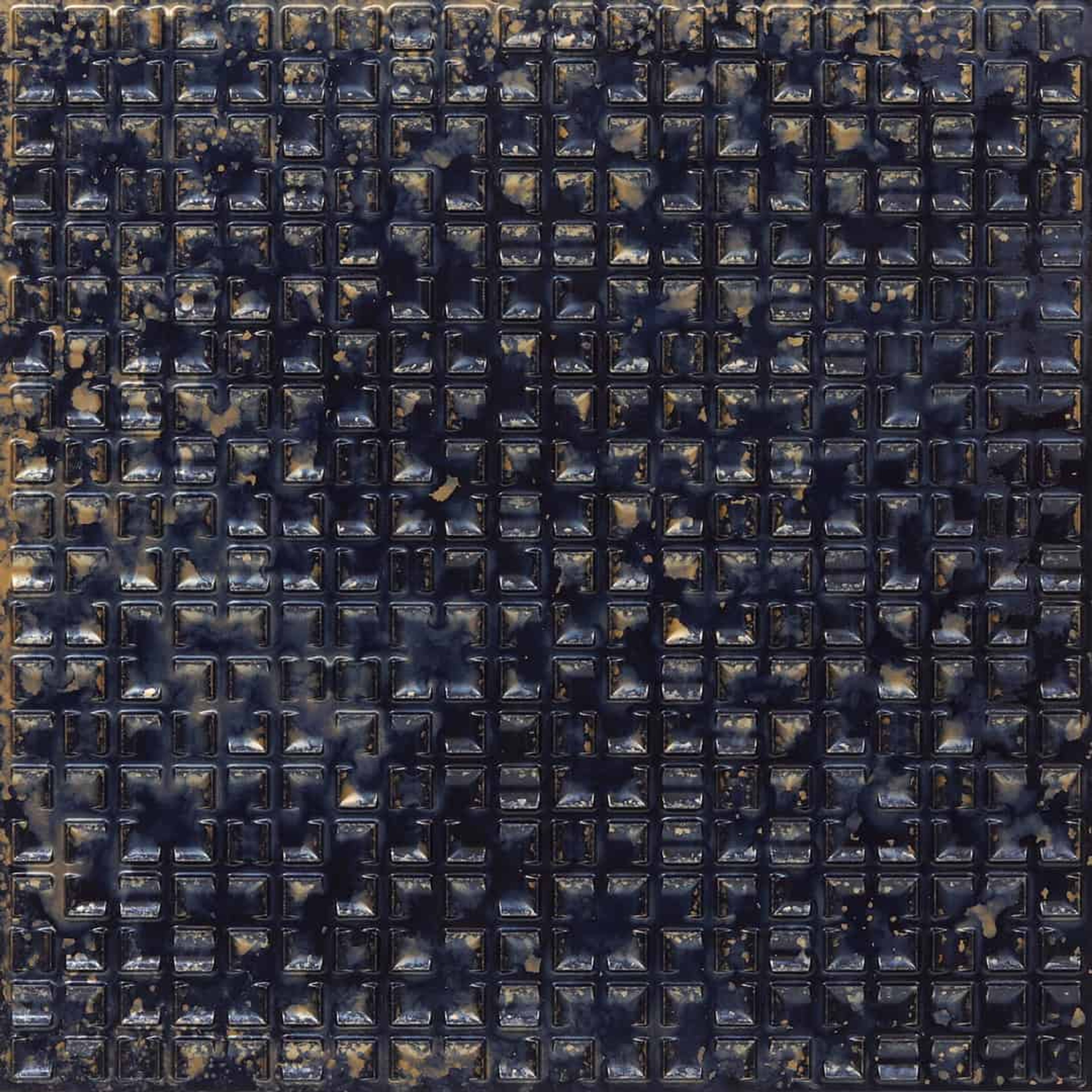 Gothic Midnight Gold - Greek Geometric - Gold, Brown - Decorative Ceiling Panel - 2 ft x 2 ft