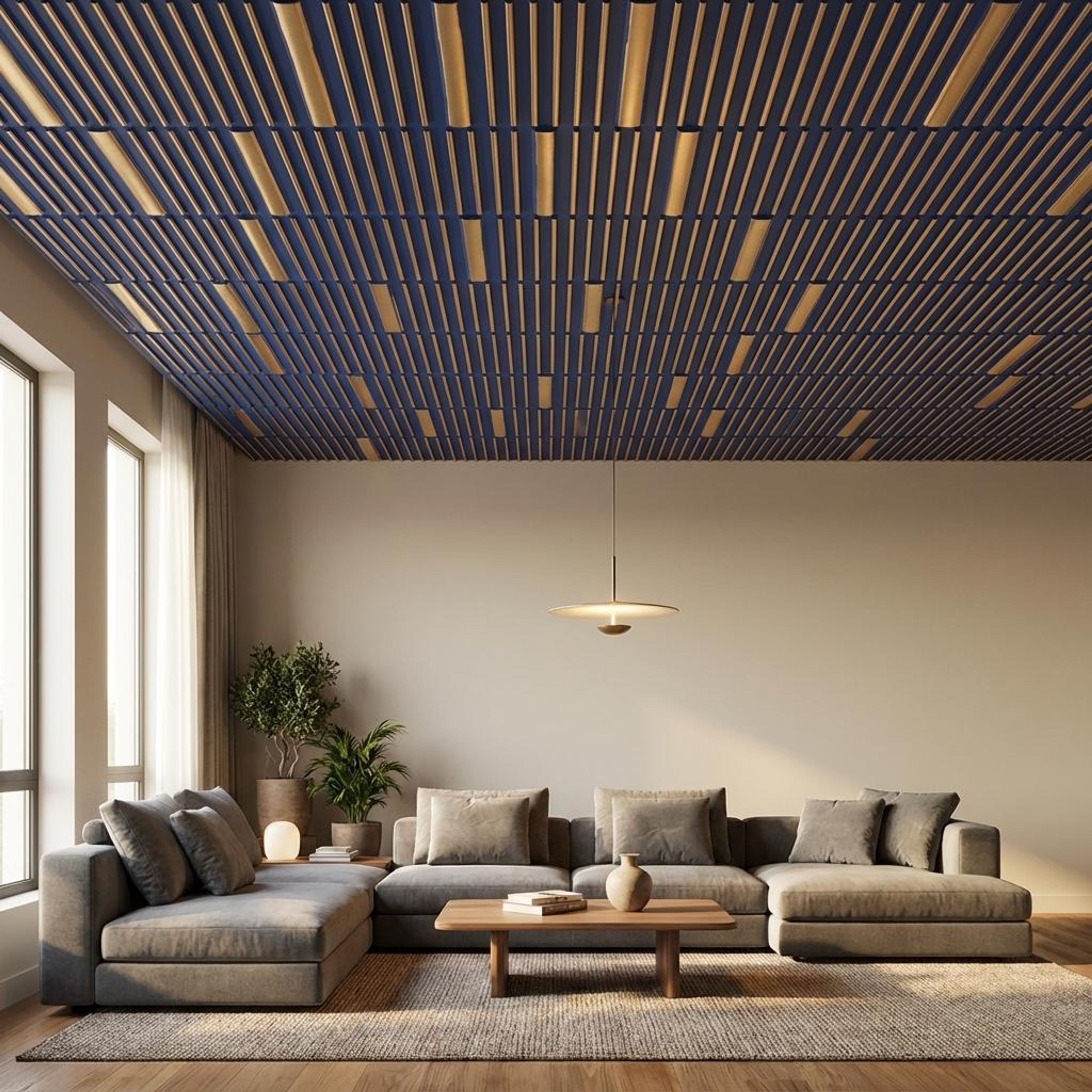 Canvas Golden Swan - Greek Geometric - Gold, Yellow - Decorative Ceiling Panel - 2 ft x 2 ft