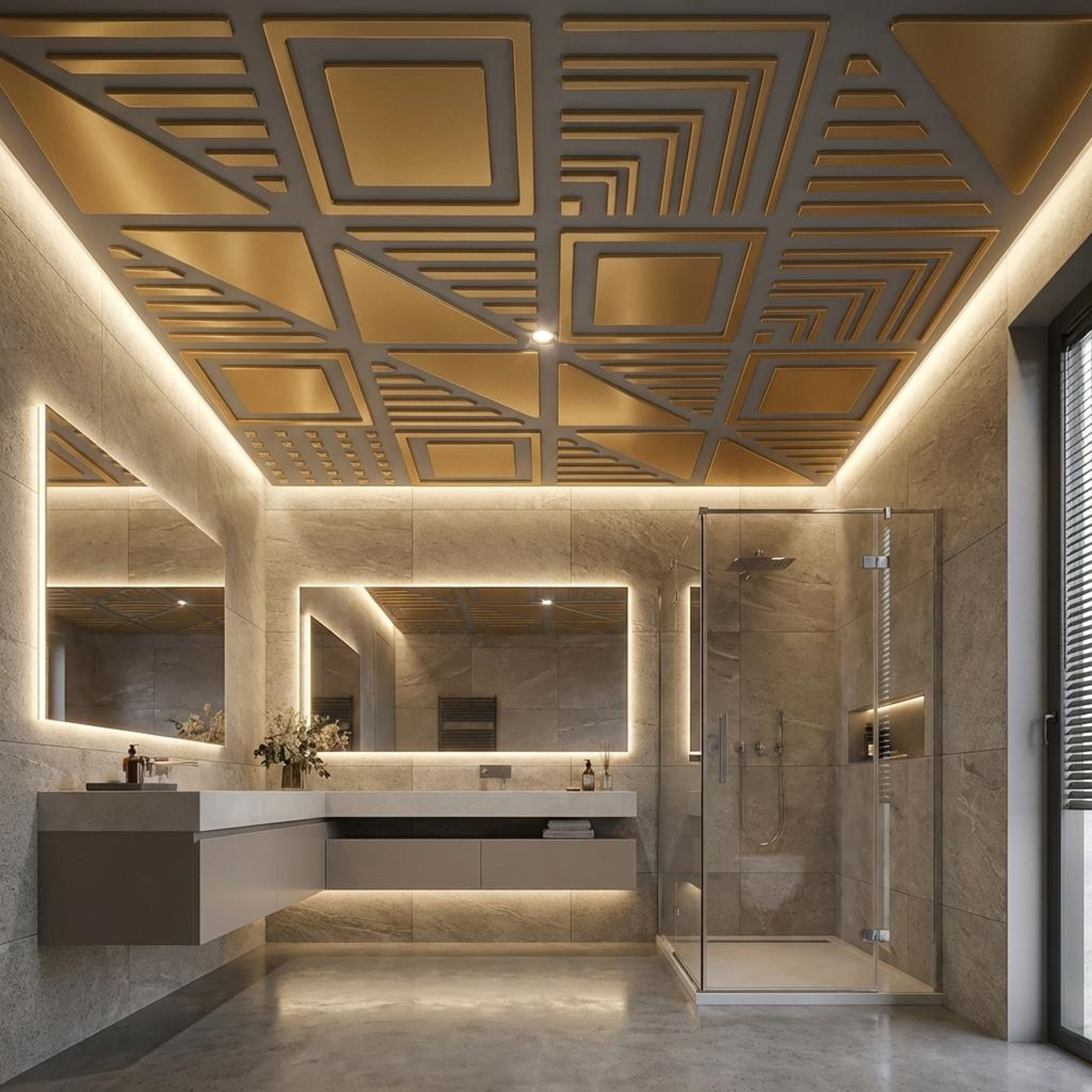 Gallery Royal Grey - Greek Geometric - Silver, Grey - Decorative Ceiling Panel - 2 ft x 2 ft