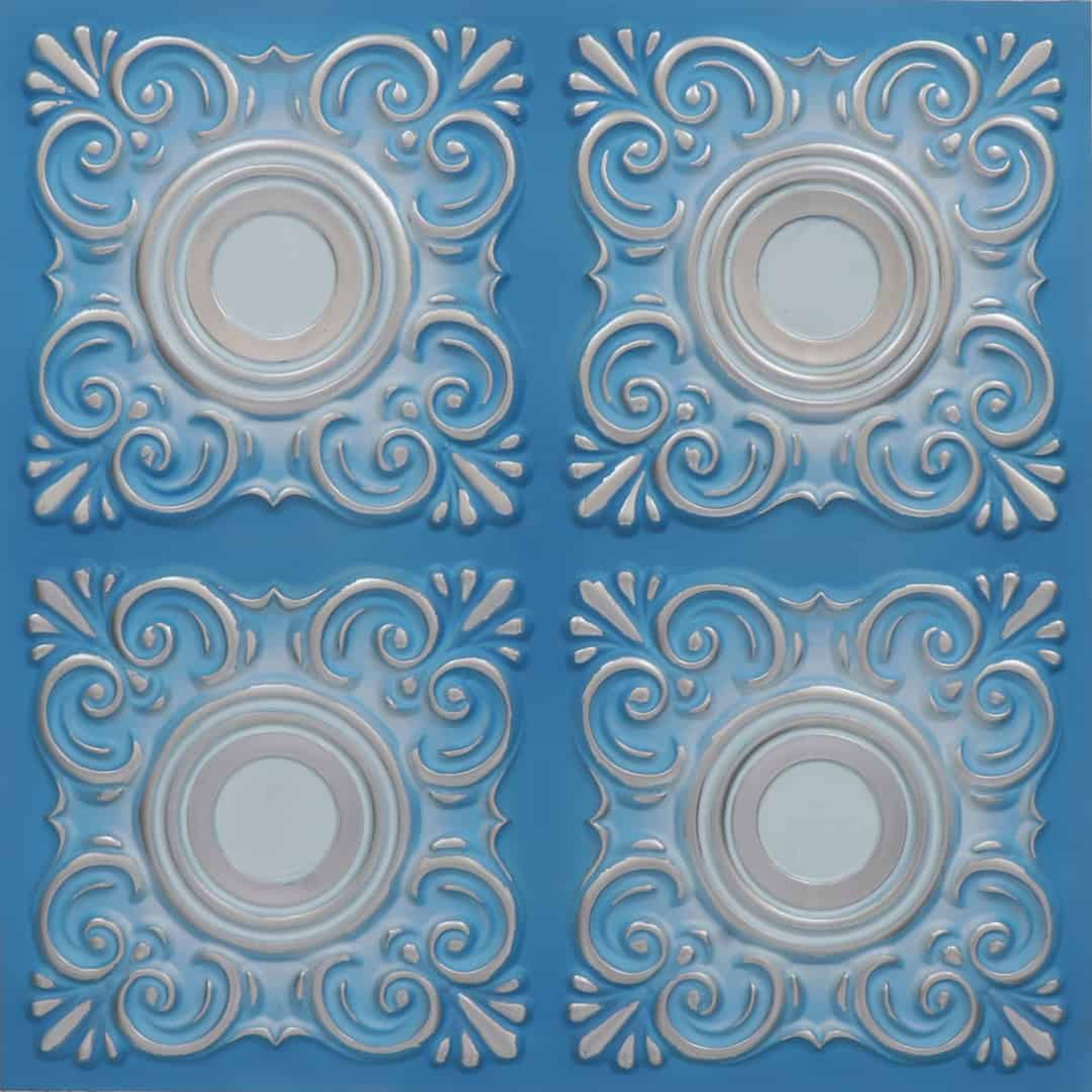 Mosaic Blue Dove - Baali Botanical - Blue, Grey - Decorative Ceiling Panel - 2 ft x 2 ft