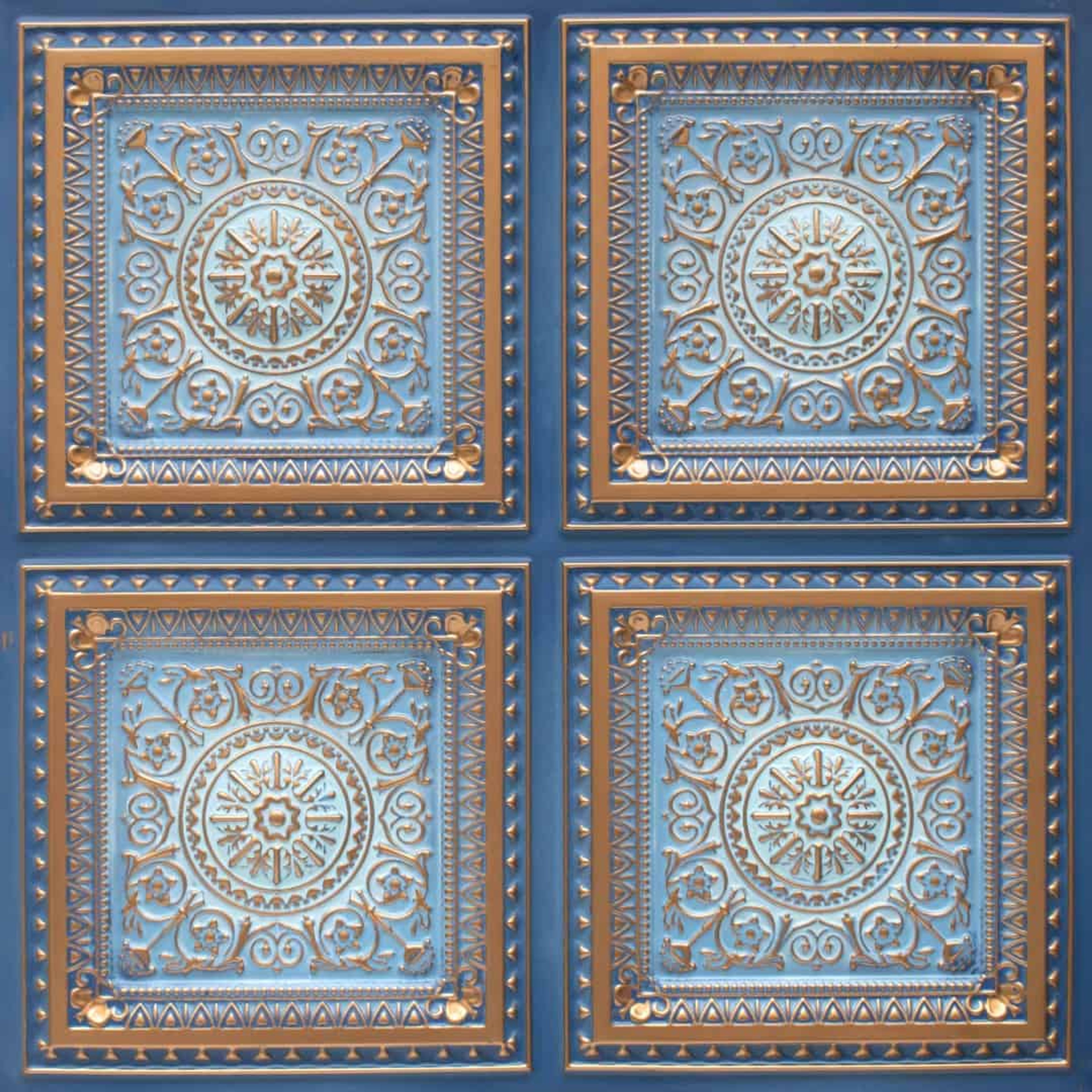 Chromatic Golden Swan - Persian Motifs - Gold, Yellow - Decorative Ceiling Panel - 2 ft x 2 ft