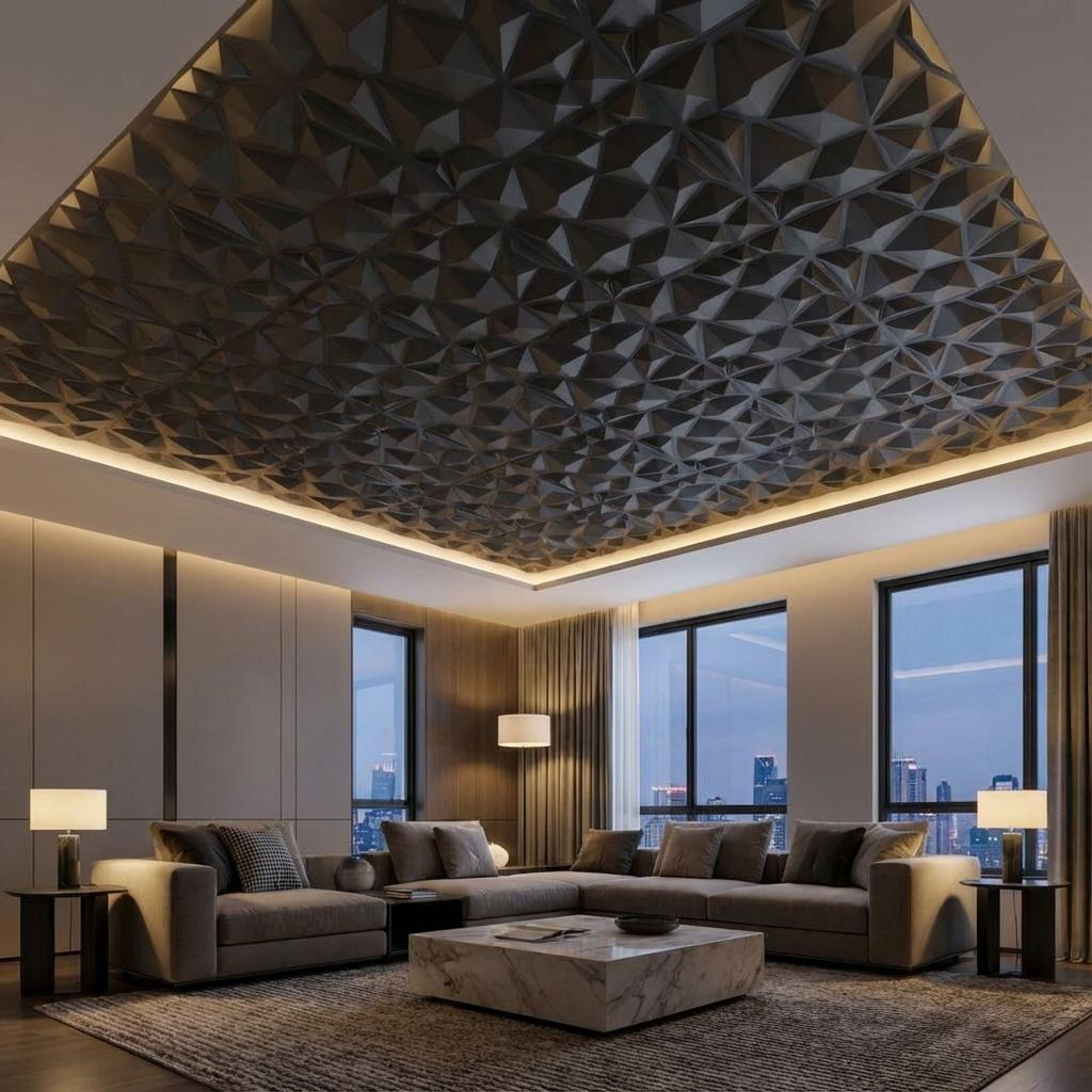 Victorian Metallic Grey - Himalayan Rock Imprint - Silver, Grey - Decorative Ceiling Panel - 2 ft x 2 ft