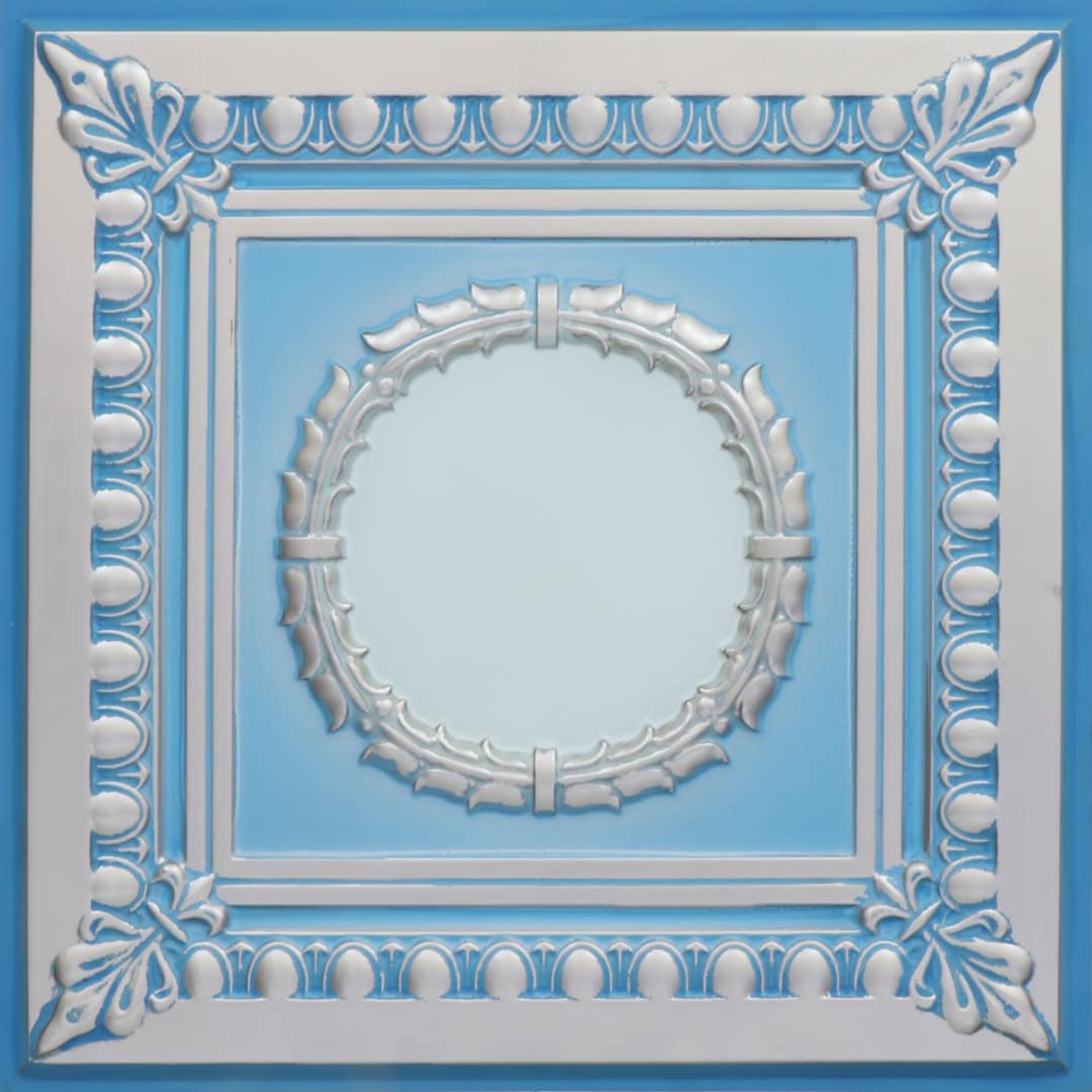 Studio Blue Dove - Persian Motifs - Blue, Grey - Decorative Ceiling Panel - 2 ft x 2 ft