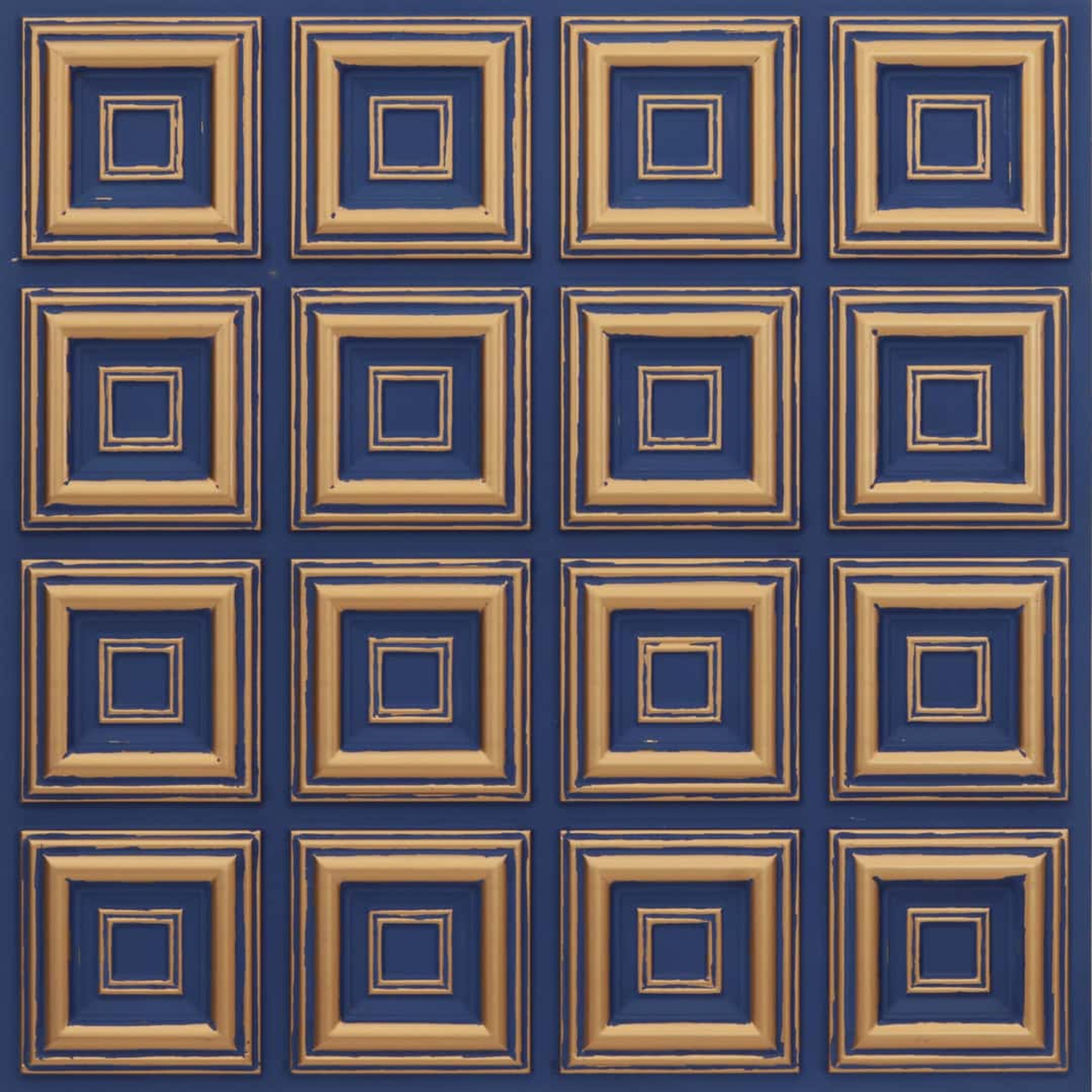 Modern Golden Swan - Greek Geometric - Gold, Yellow - Decorative Ceiling Panel - 2 ft x 2 ft