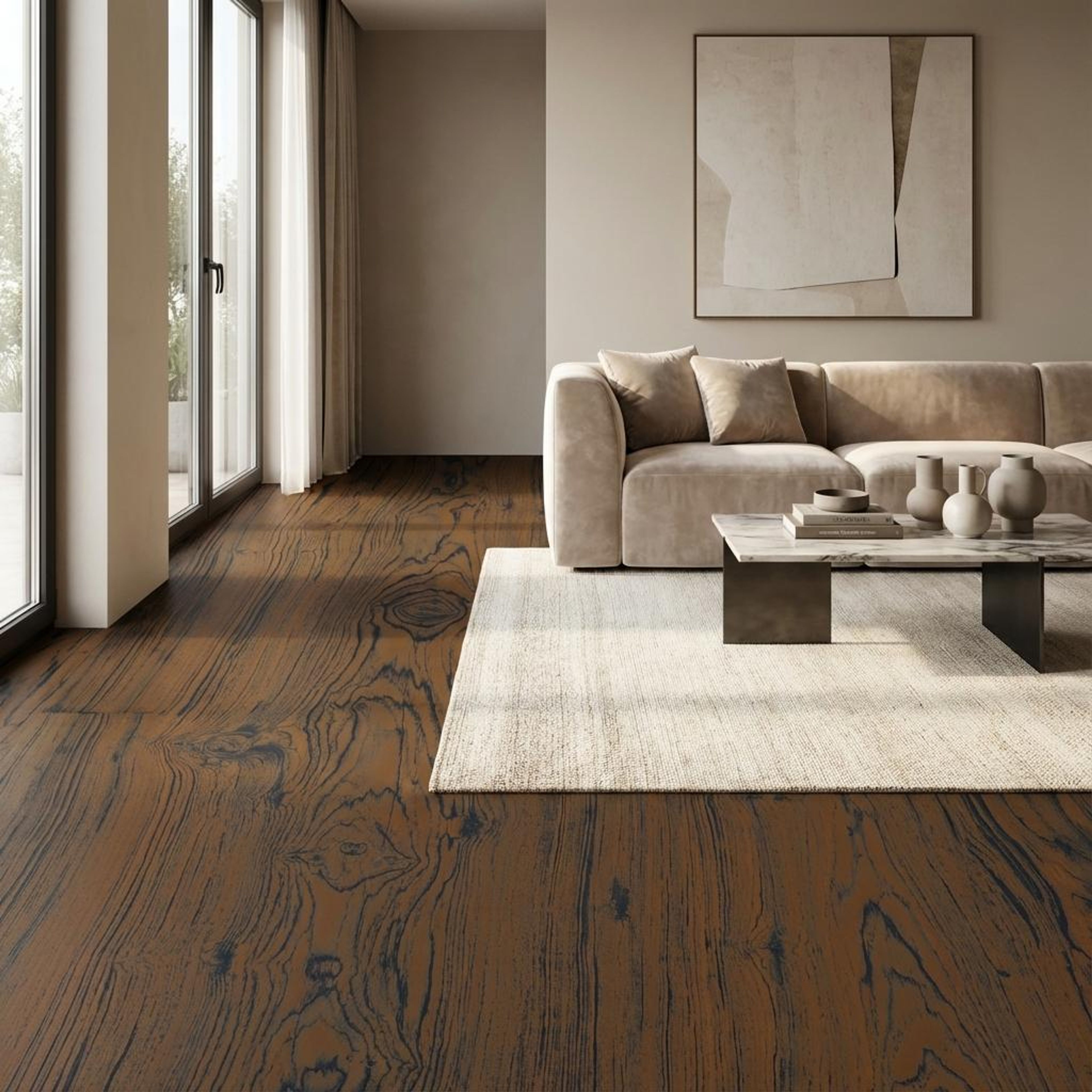 Burma Cherry Wood Plank, Dark Brown, Wood, Tiles - Vitrified - Full Body, 4 x 2 ft, 9 mm