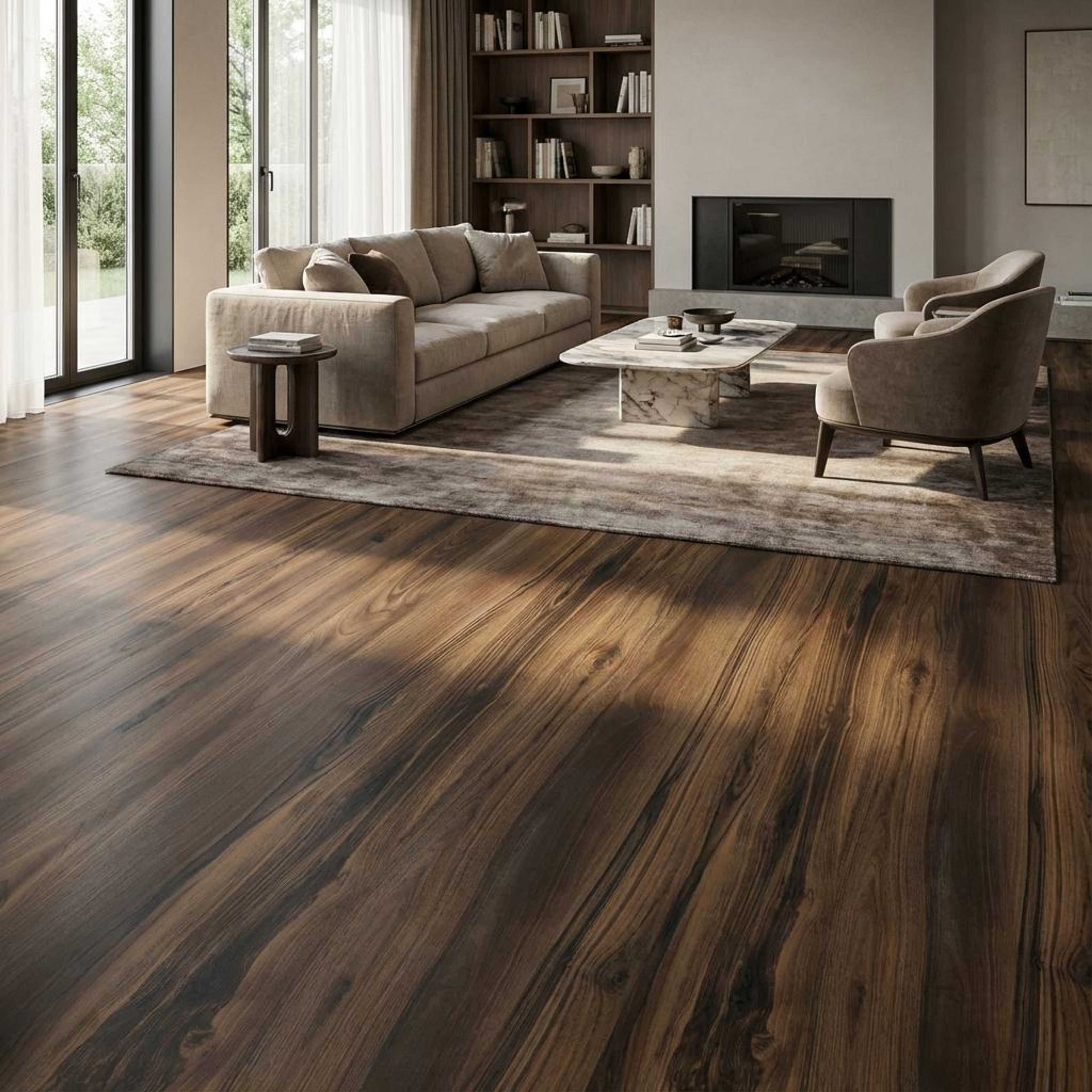Balboa Moka Wood Plank, Dark Brown, Wood, Tiles - Vitrified - Full Body, 4 x 2 ft, 9 mm