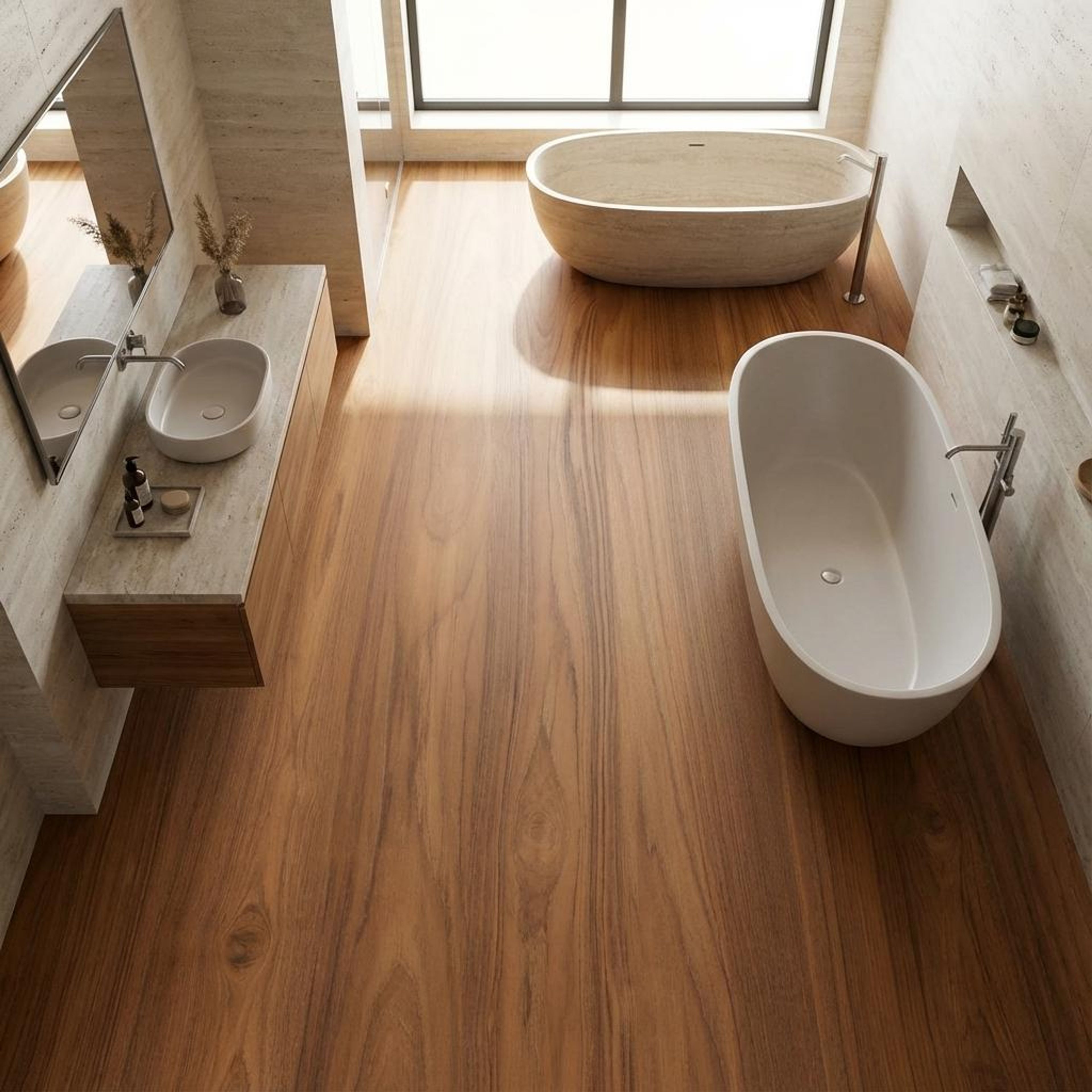 Teak Honey Plank, Teak Medium Brown, Wood, Tiles - Vitrified - Full Body, 4 x 2 ft, 9 mm