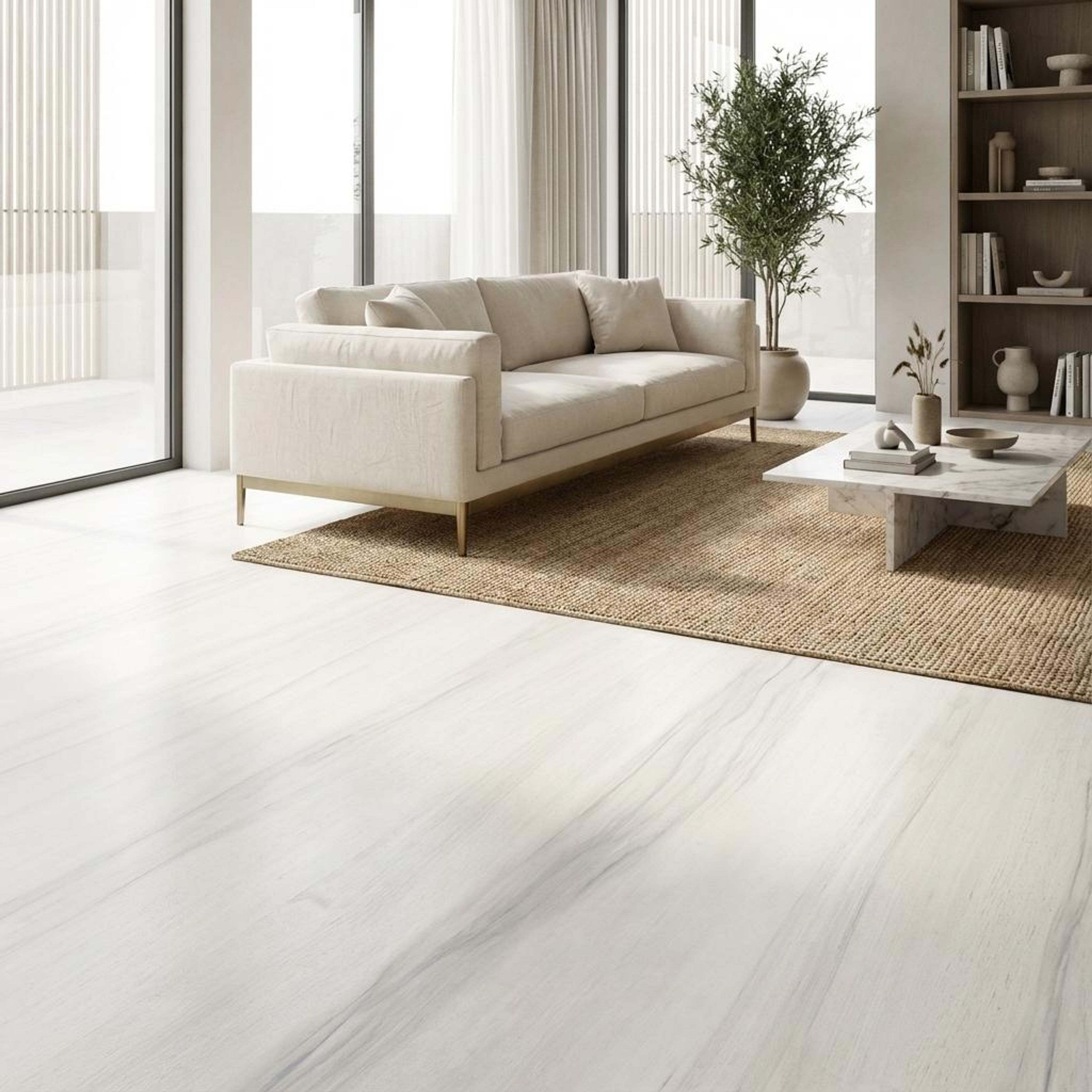 Ash Sterling Plank, Cream, Wood, Tiles - Vitrified - Full Body, 4 x 0.6 ft, 9 mm