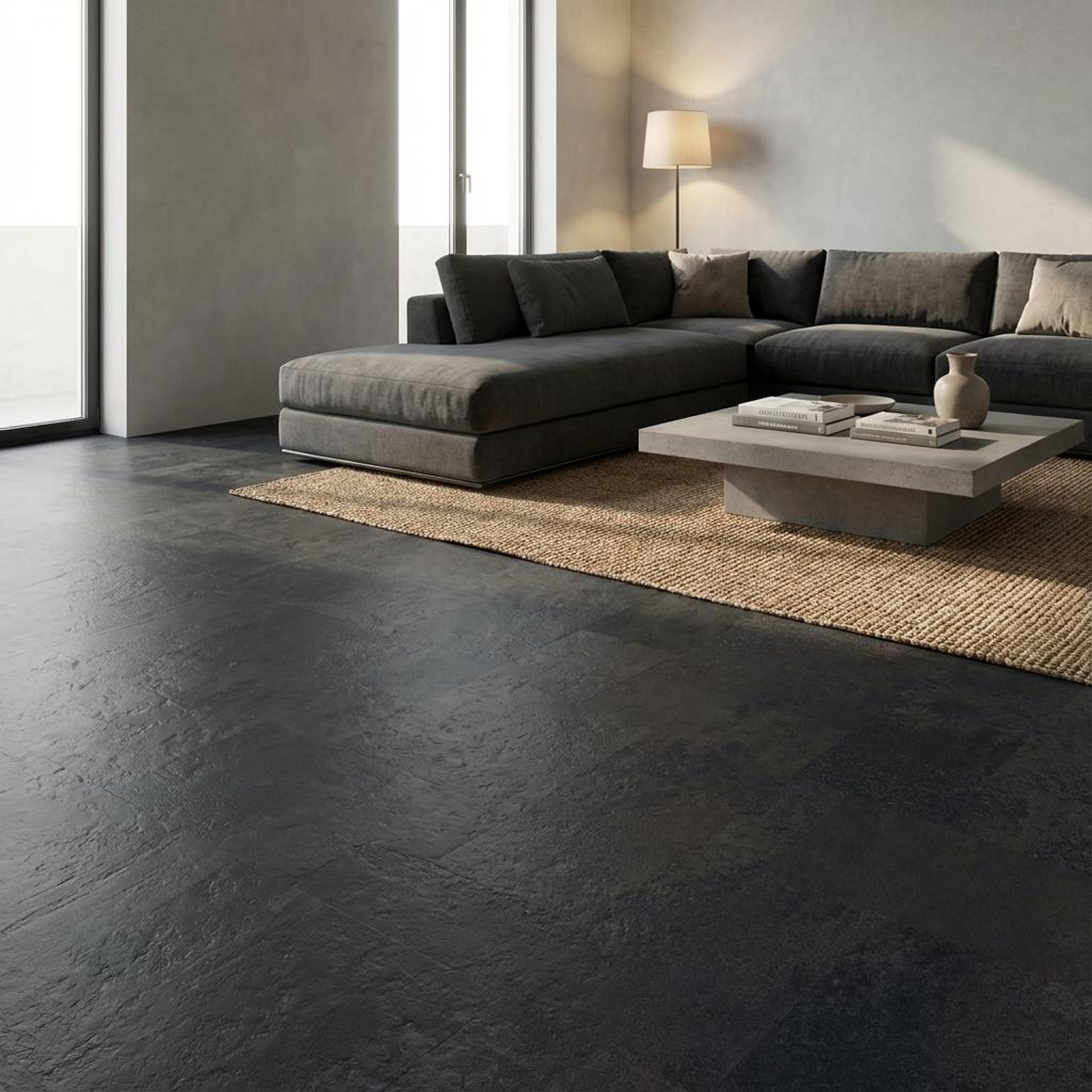 Evardo Nero Embossed, Charcoal, Textured, Tiles - Vitrified - Full Body, 4 x 2 ft, 9 mm